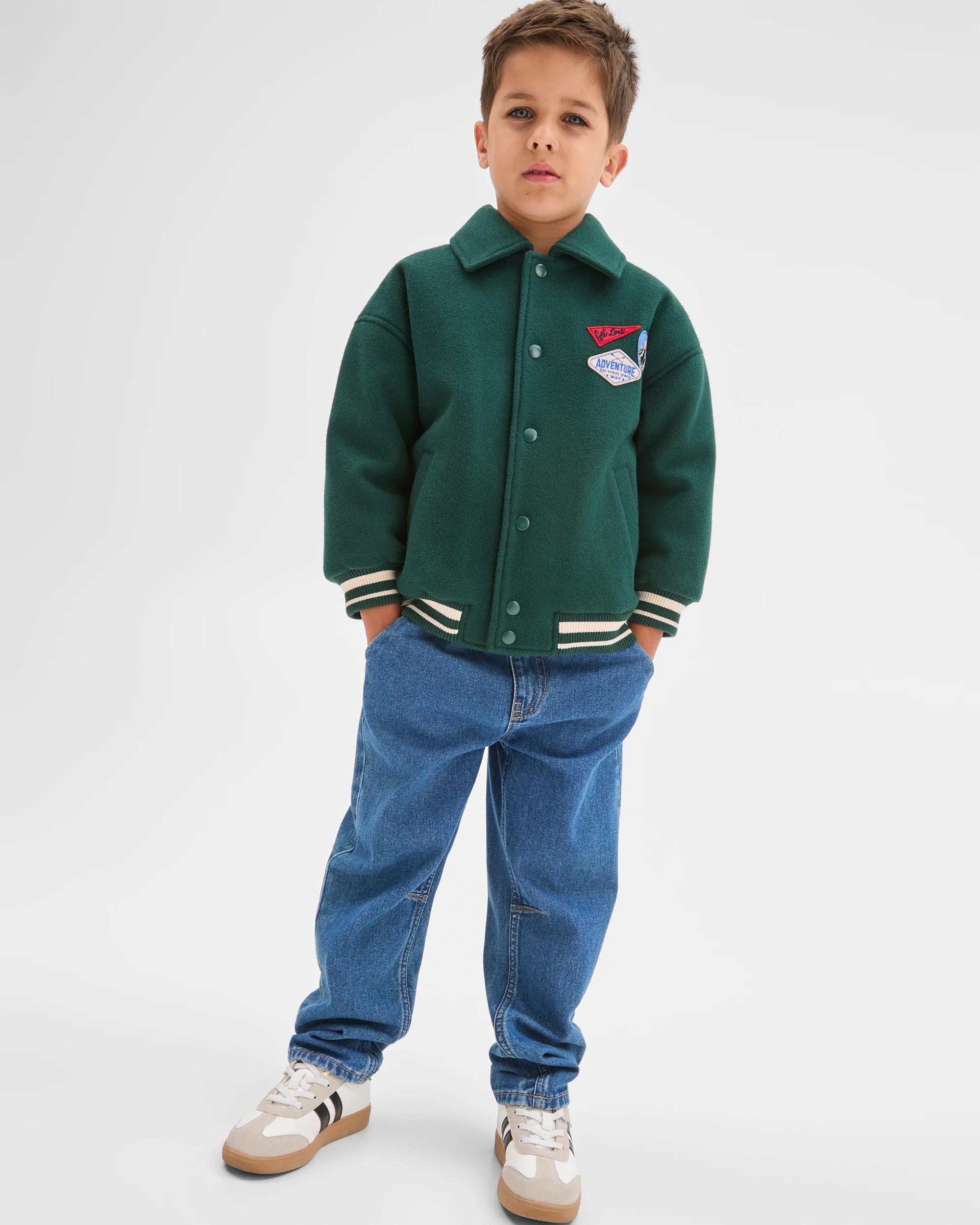 3 Target Kids Long Sleeve Varsity Bomber Jacket GREEN, 3 of 8