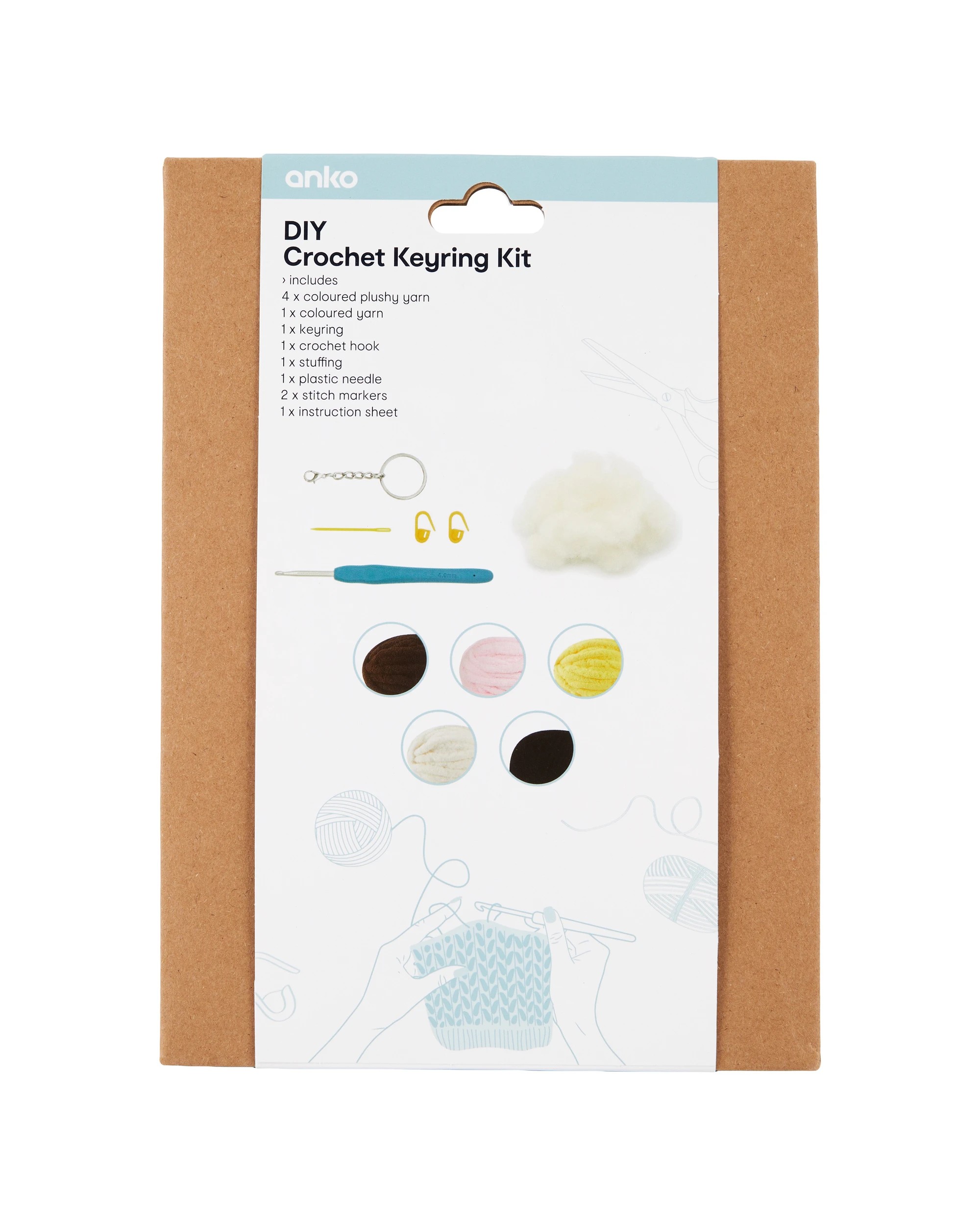 3 DIY Crochet Keyring Kit - Bee, 3 of 3