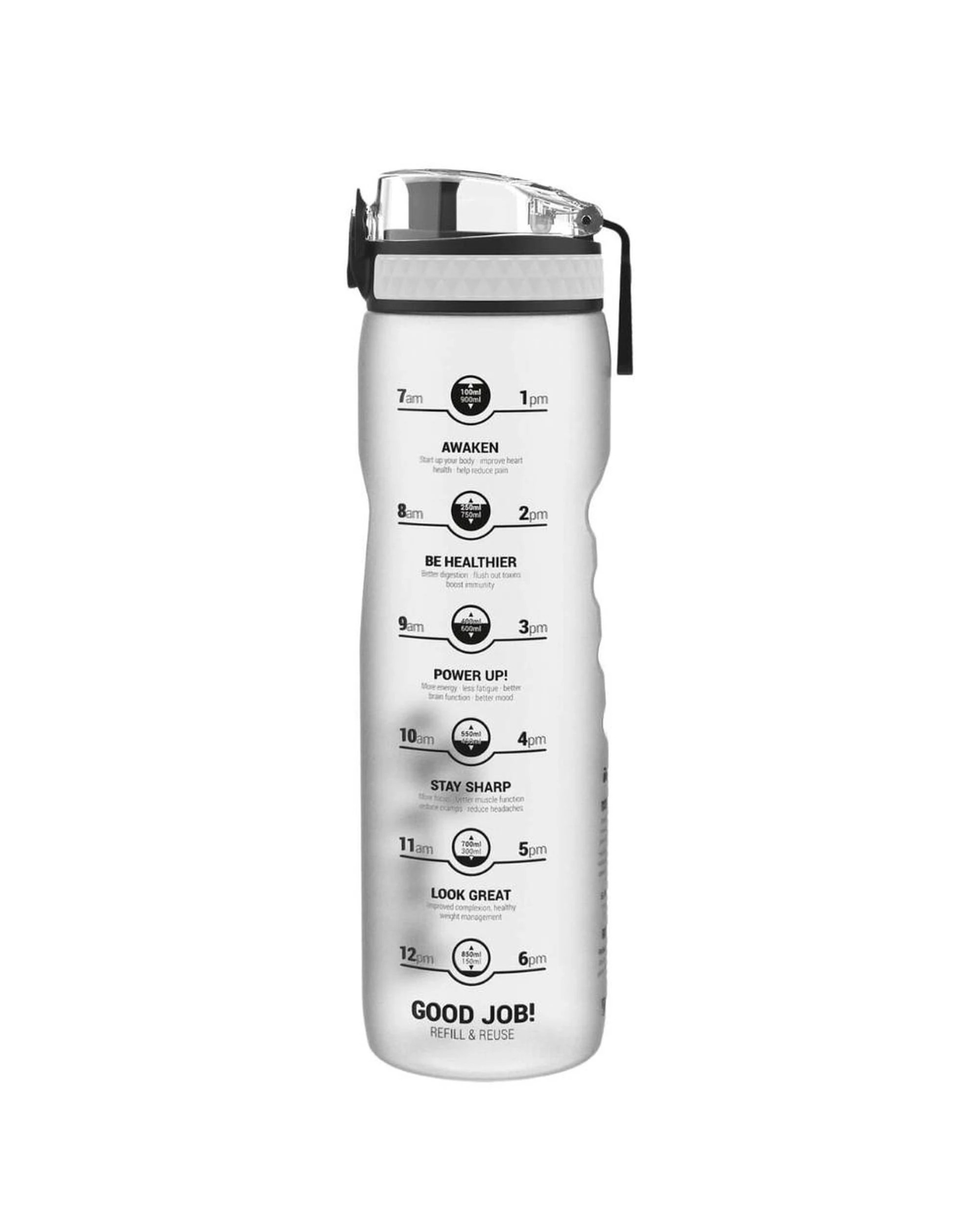 1 Ion8 Quench Motivator 1L Water Bottle  Frosted White - Clear, 1 of 3