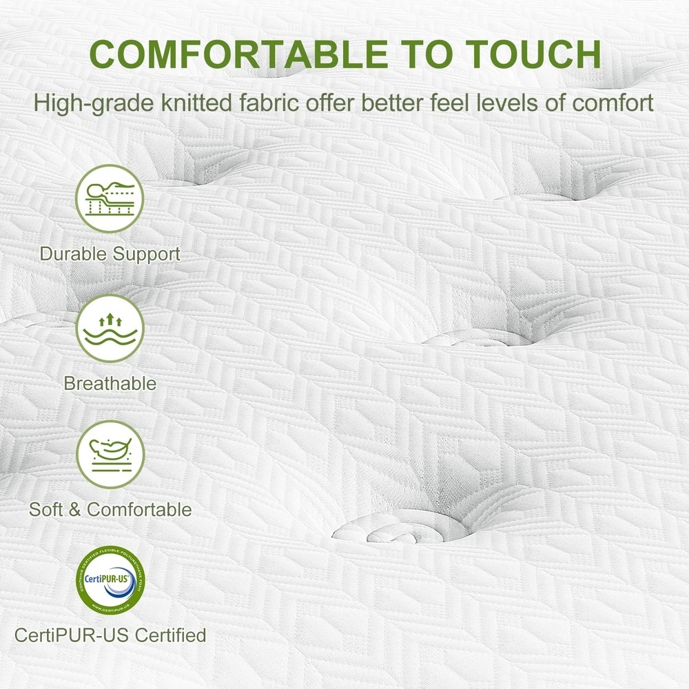 10 BedStory Queen Mattress 34cm Medium  Hybrid Mattress for Pressure Relief Motion Isolation - Queen Bed - White, 10 of 10