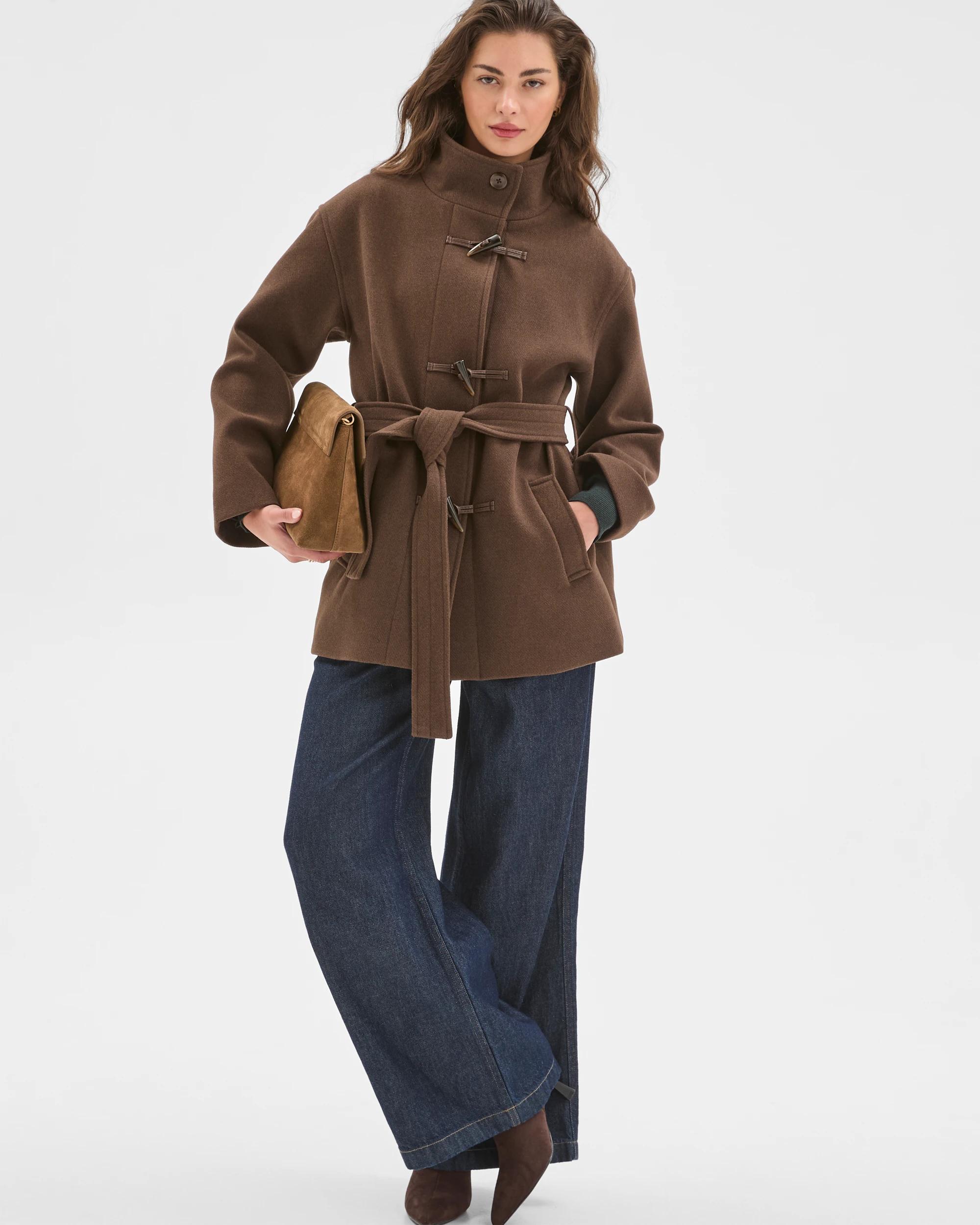 1 Target Petites Tie Waist Twill Jacket COFFEE BEAN, 1 of 7