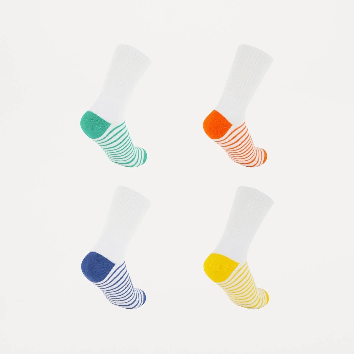 2 4 Pack Active Kids Stretchy Crew Socks STRIPES WHITE, 2 of 3