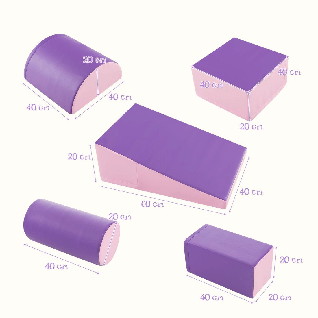 2 Costway 5PCS Soft Foam Blocks Climb Crawl Playset Purple, 2 of 2
