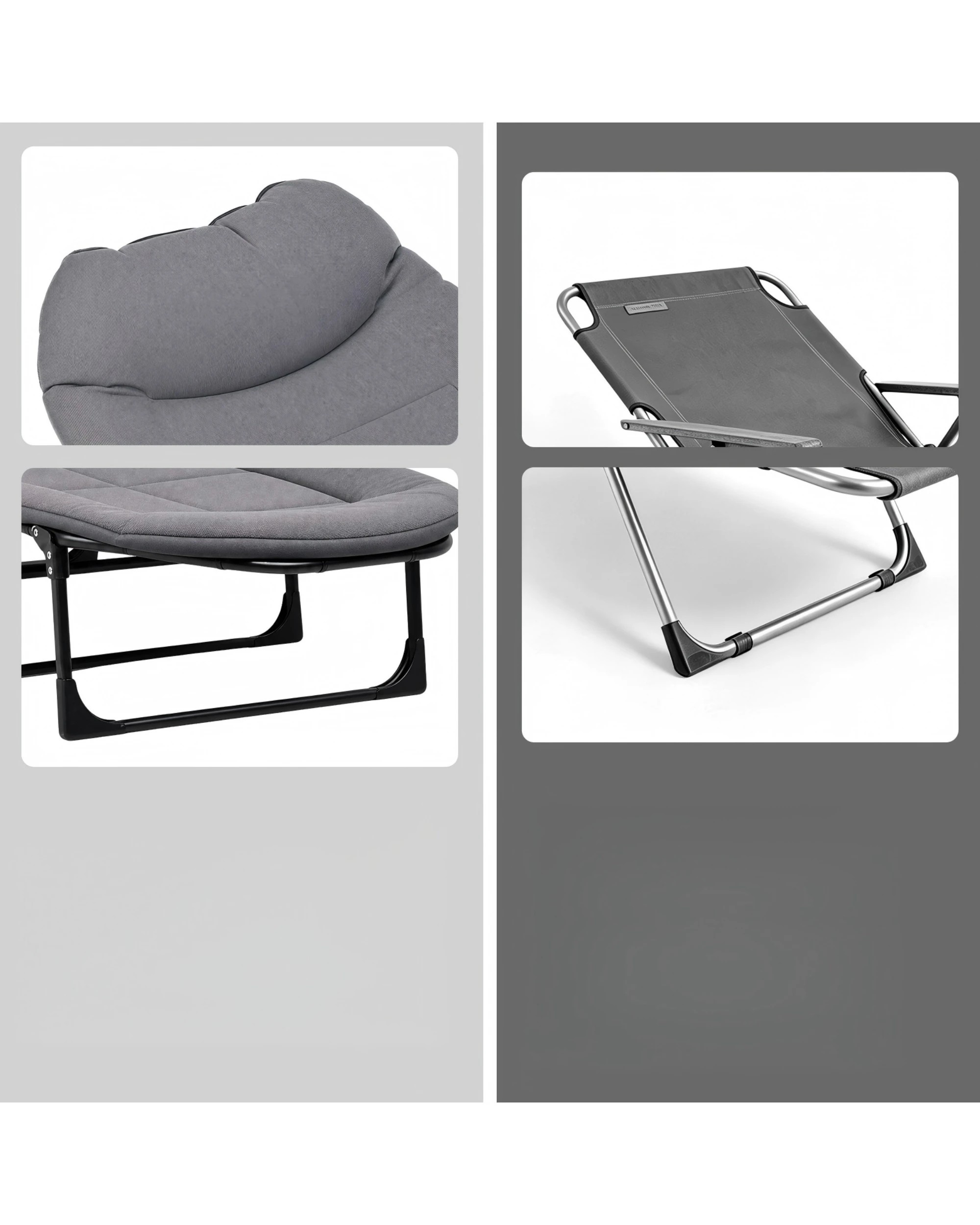 7 Advwin Folding Camping Cot, 180°Adjustable Foldable Bed Cot with Mat & Pilllow, 8-Leg Support 440LBS - Grey, 7 of 7