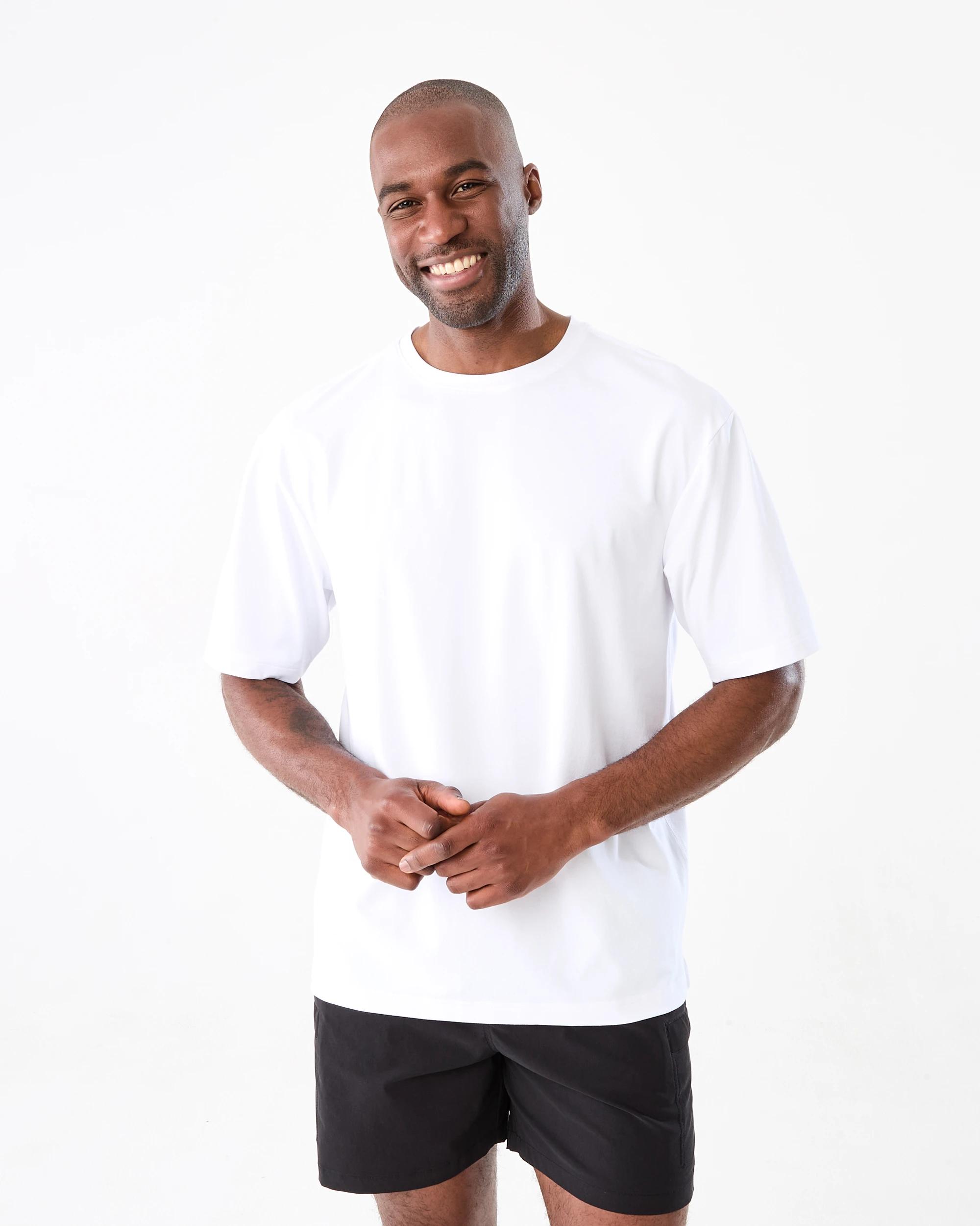 1 Active Mens Oversized Training T-shirt WHITE, 1 of 8