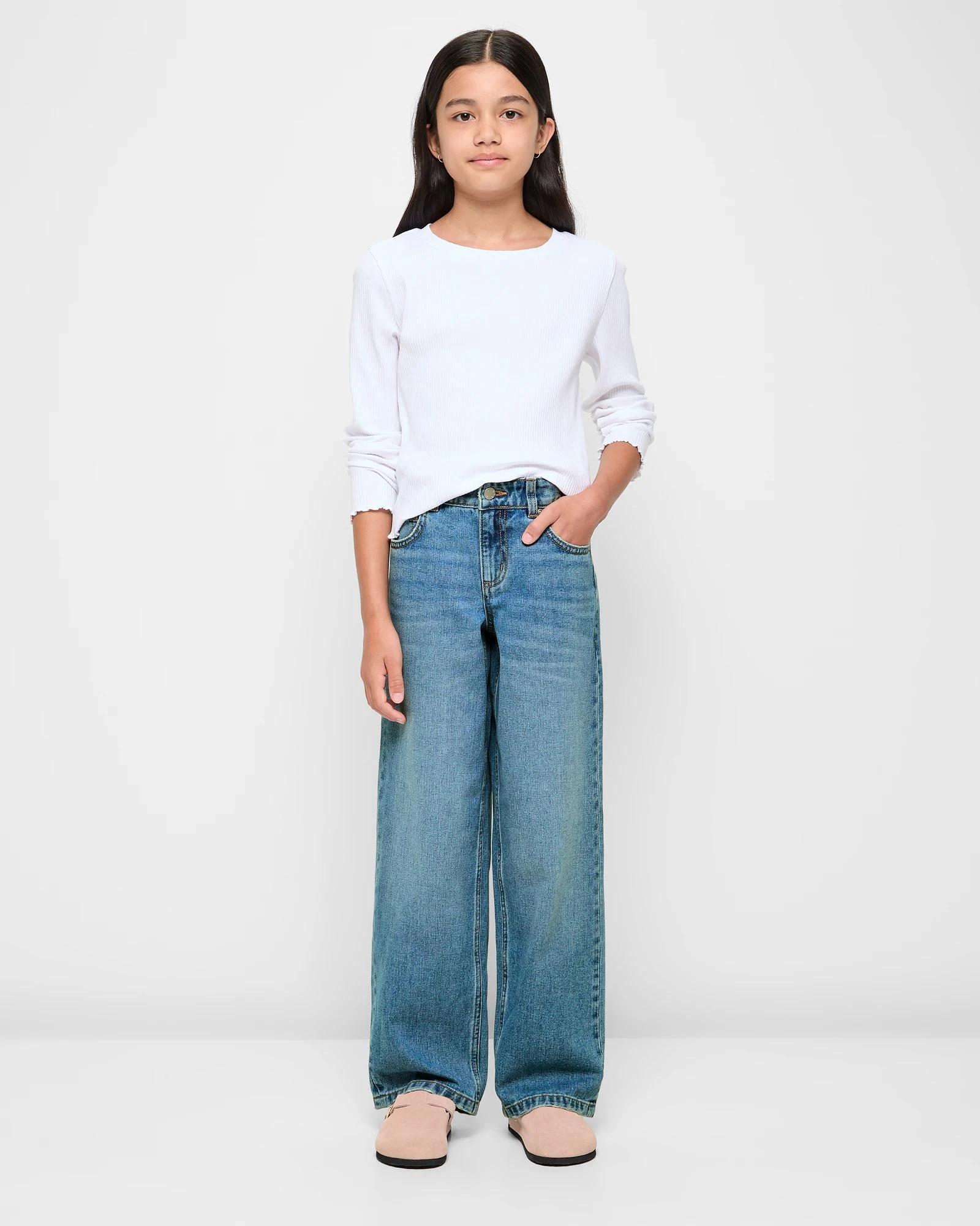 2 Target Wide Leg Denim Jeans MID WASH, 2 of 6