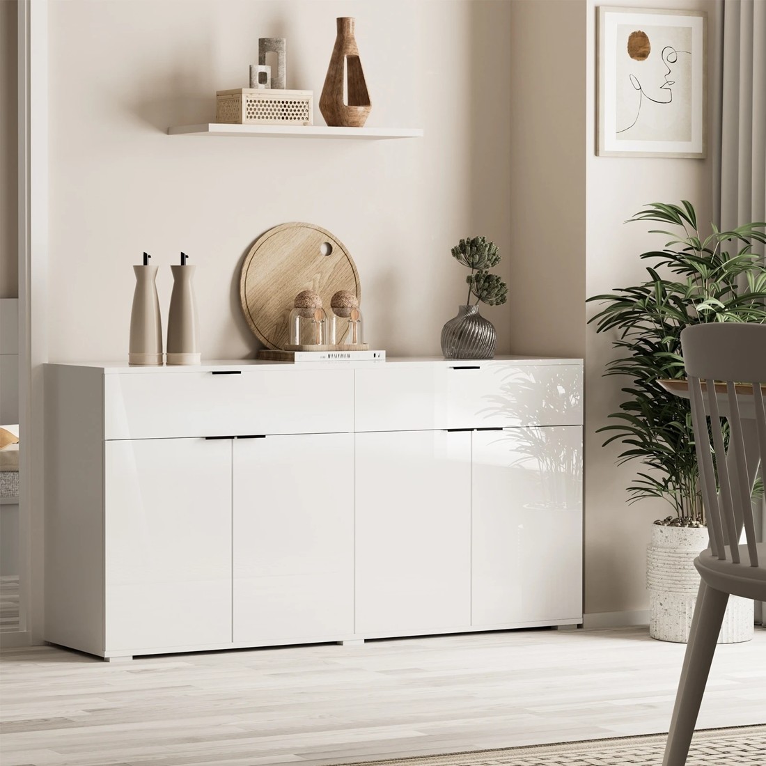 2 Oikiture Sideboard Buffet High Gloss
 - White, 2 of 10