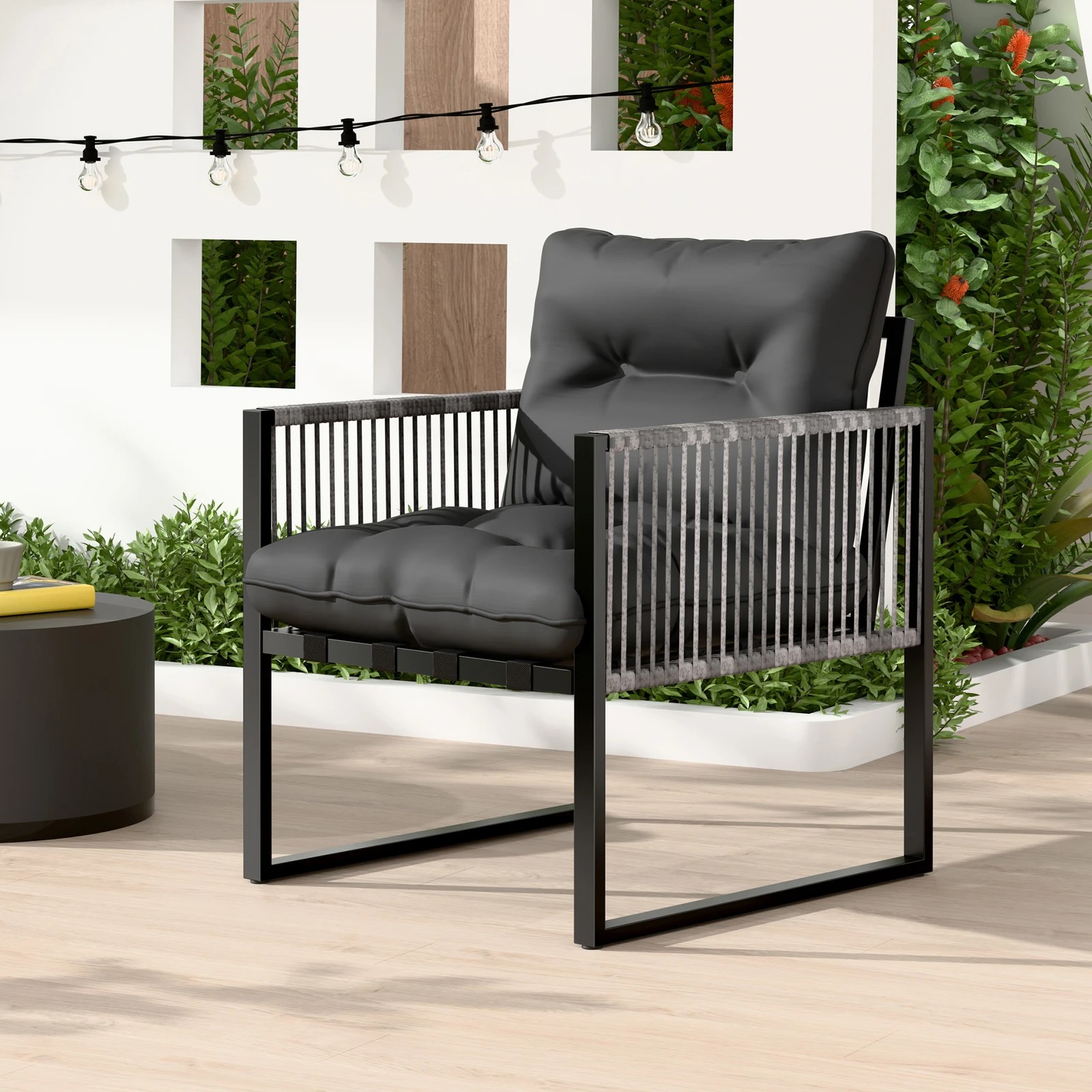 4 Alfordson 3PCS Outdoor Furniture Setting Patio Garden Table Chair Set Wicker - Grey, 4 of 10