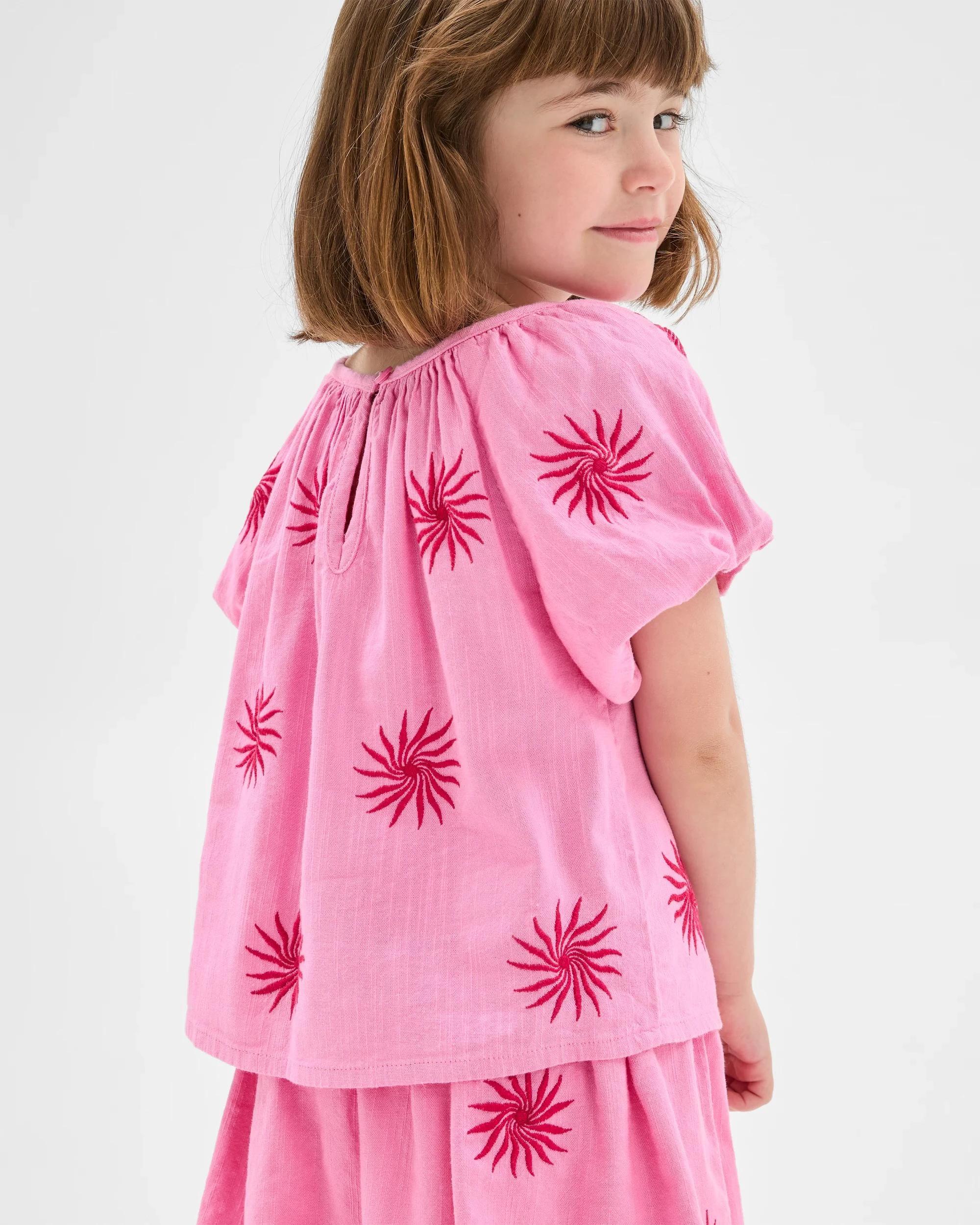 3 Target Embroidered Puff Sleeve Top PINK, 3 of 5