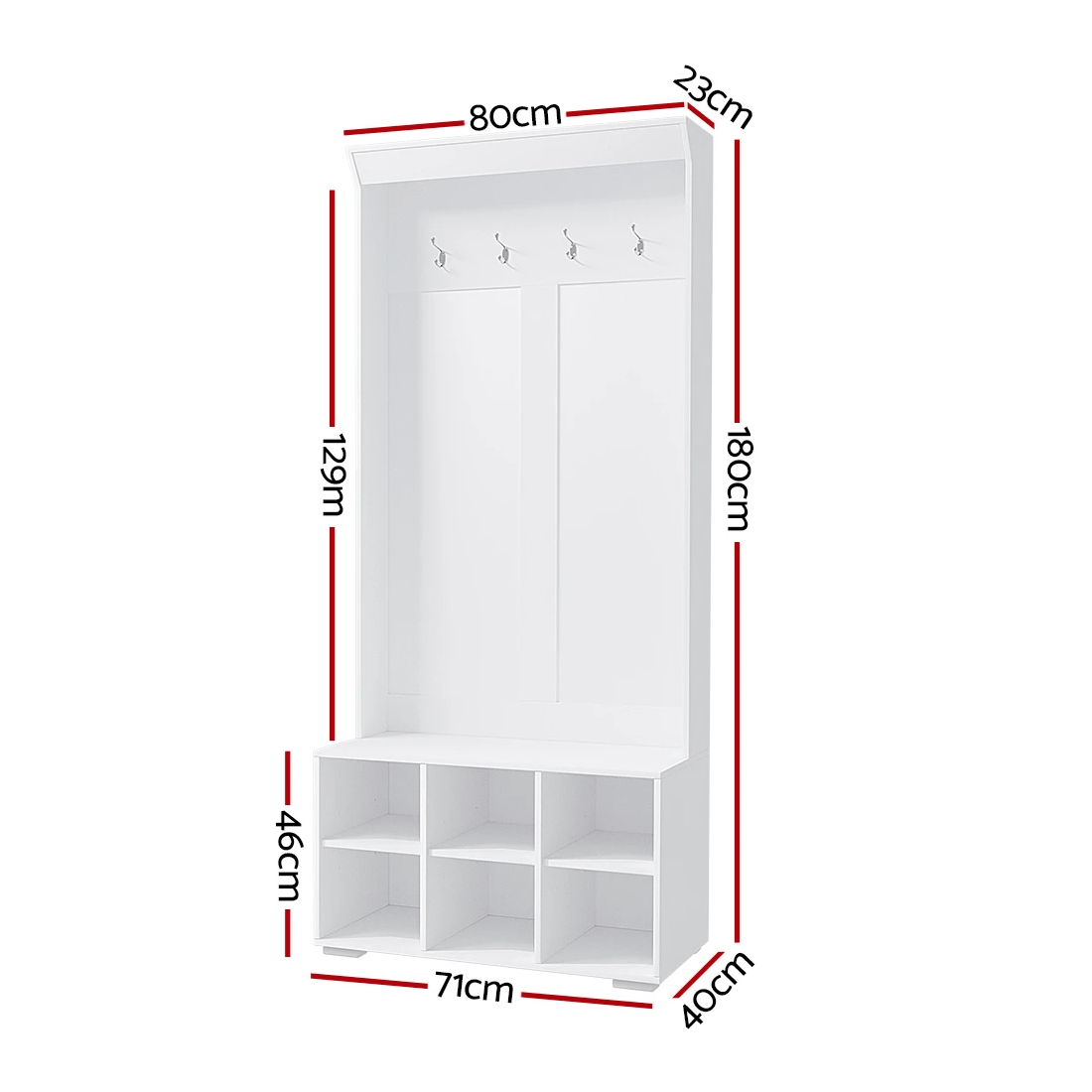 3 Artiss Shoe Rack Cabinet Hall Tree Coat Rack 180CM - White, 3 of 7