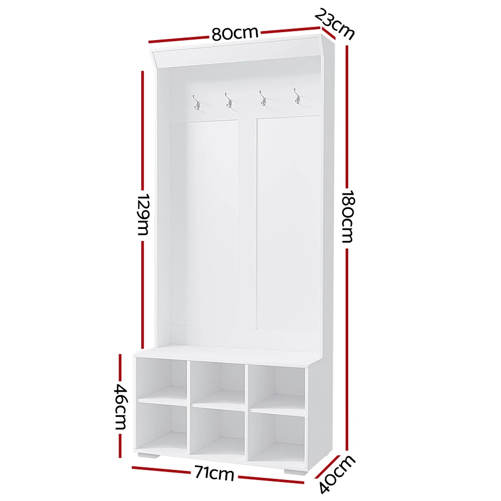 3 Artiss Shoe Rack Cabinet Hall Tree Coat Rack 180CM - White, 3 of 5