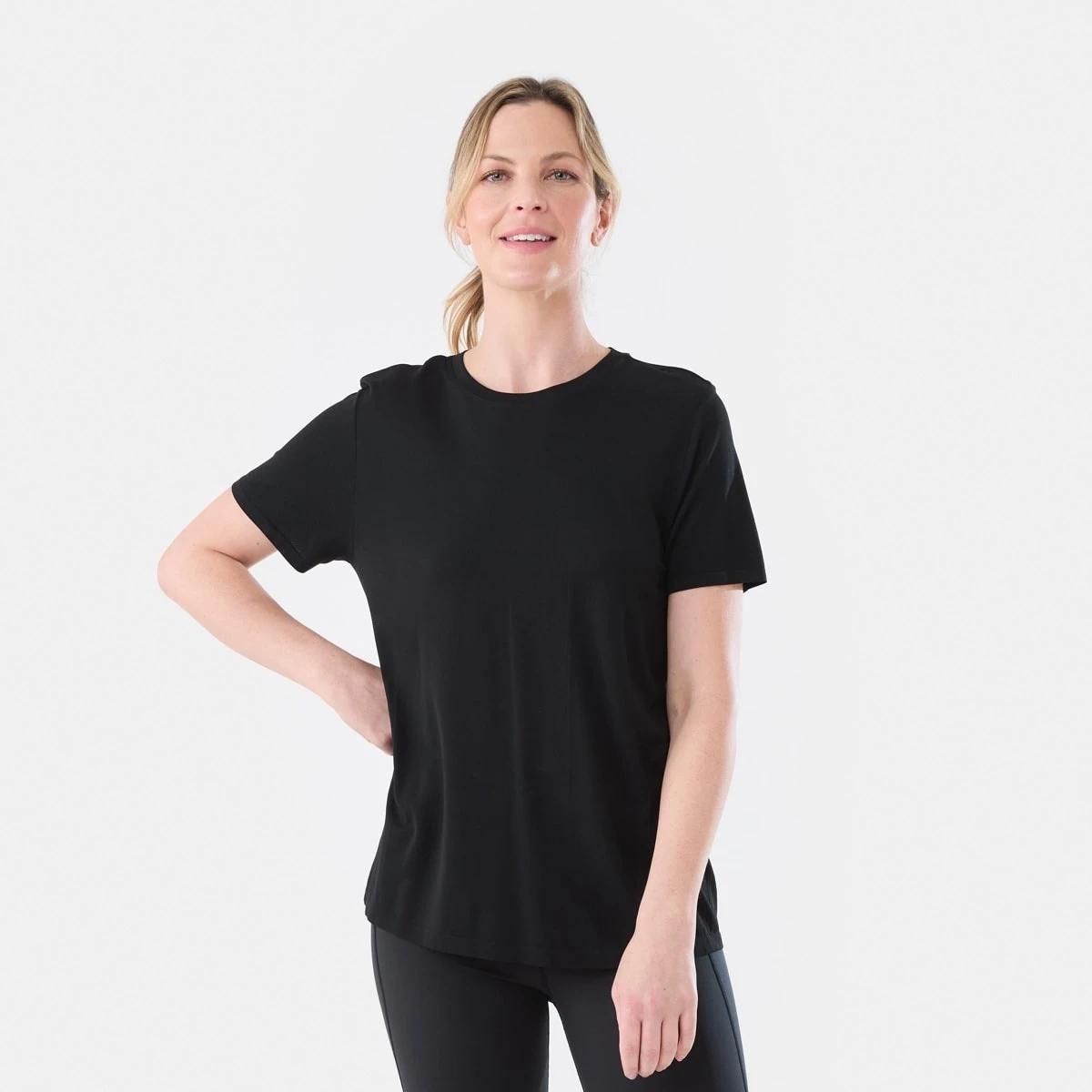 1 Active Womens Seamfree Crew Neck T-shirt BLACK, 1 of 6
