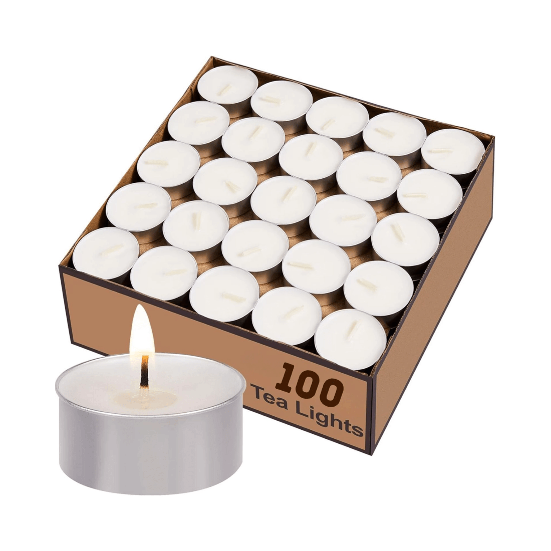 8 BR Home Tea Light Candles - 100-Pack with 9-Hour Burn Time, 8 of 8
