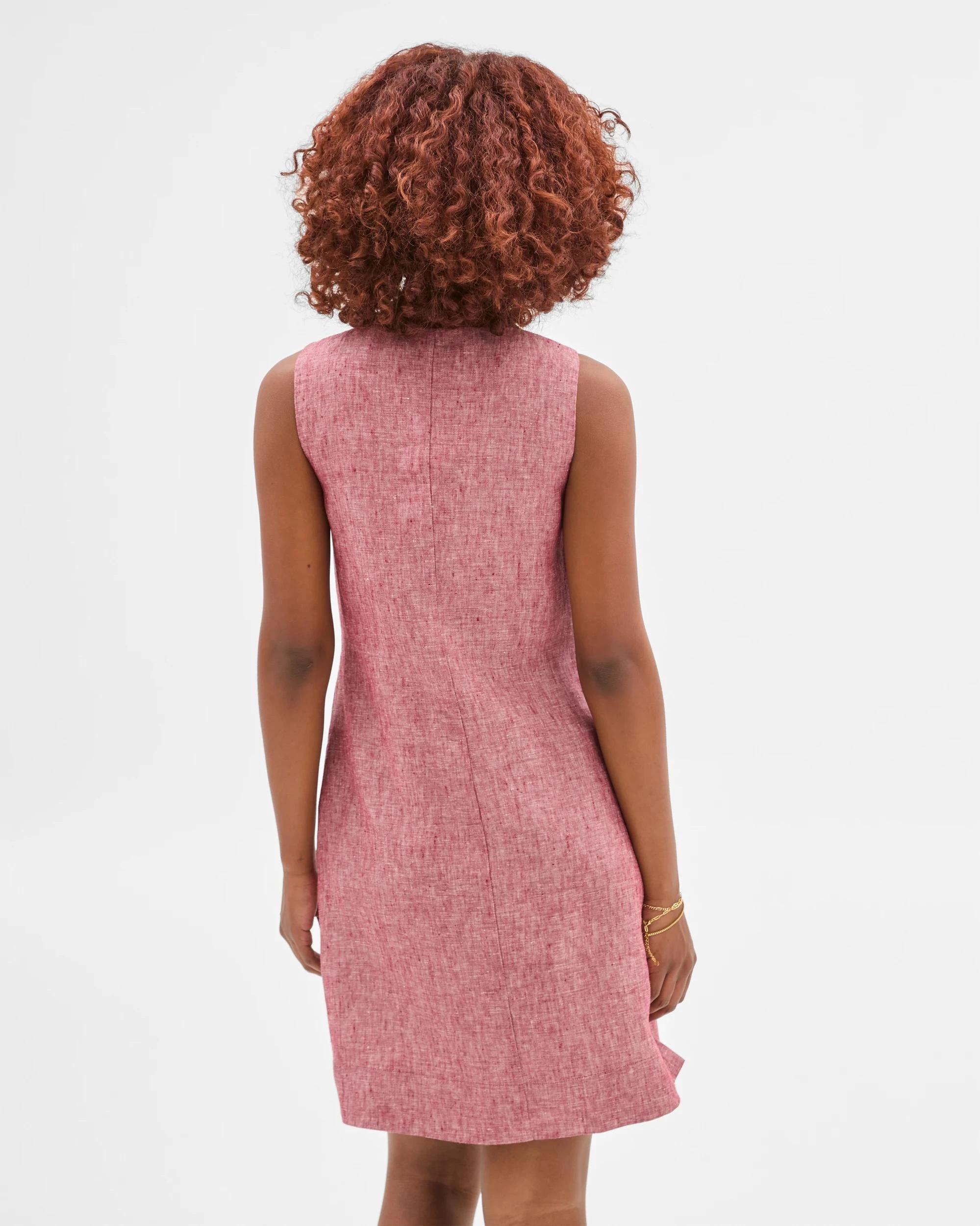 4 Target Petites European Linen A-Line Mini Dress RHUBARB, 4 of 6