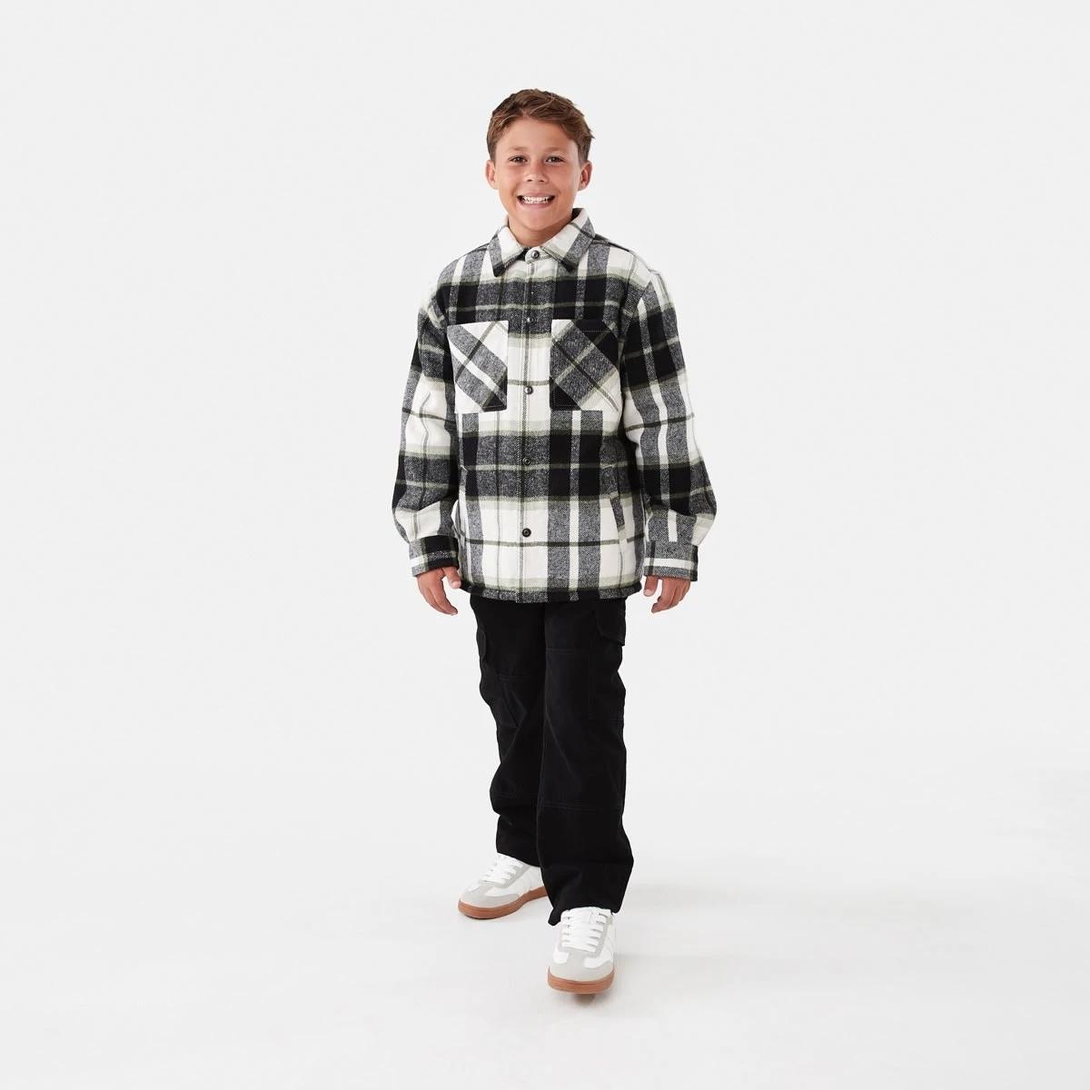 7 Sherpa Lined Plaid Jacket Grn Check, 7 of 10