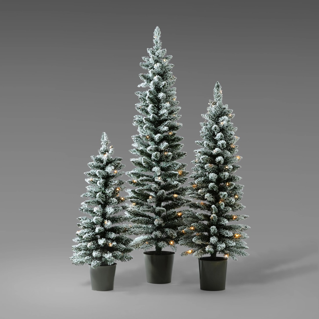 3 Set of 3 Snowy Prelit Potted Christmas Tree, 3 of 7