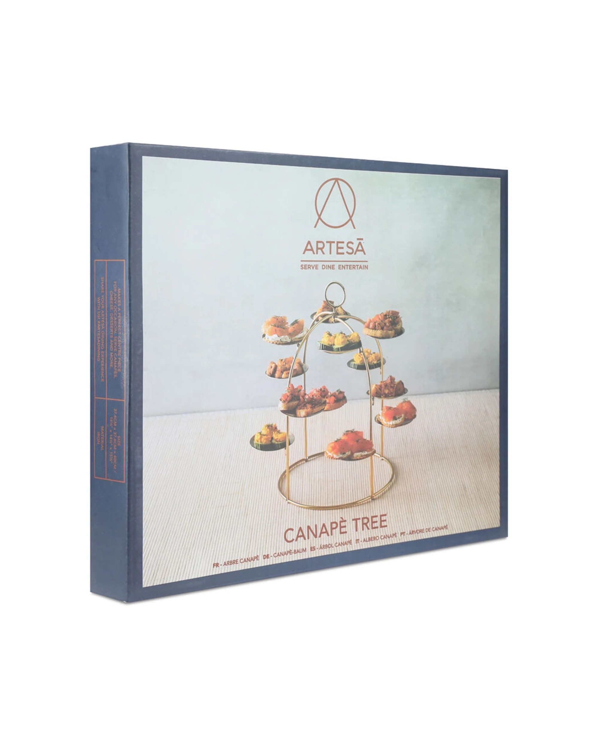 2 Artesa Brass Canape Serving Tree Removable Metal Appetiser Trays - Multi, 2 of 3