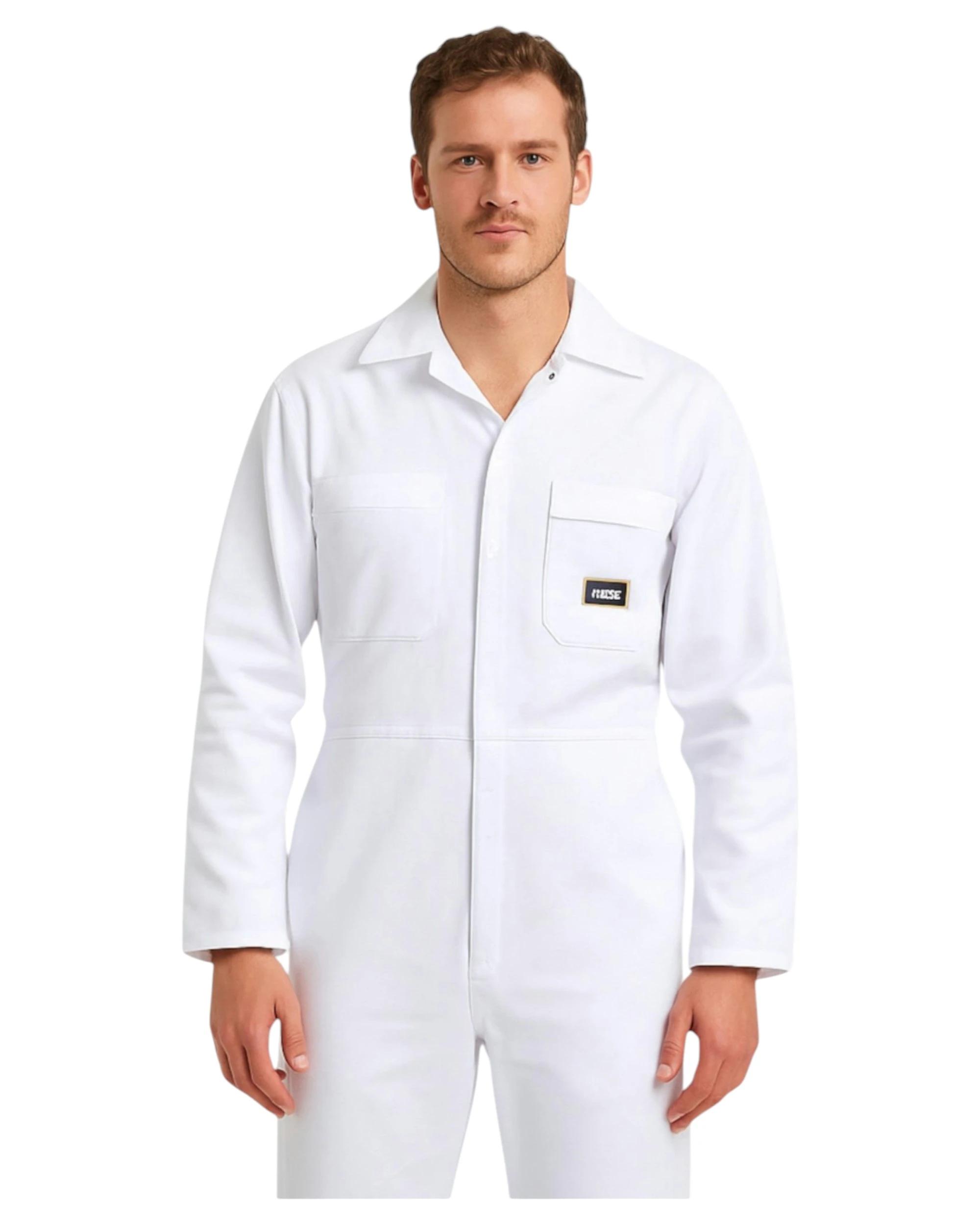 3 Hard Yakka Mens Foundations Cotton Drill Coverall White Cover All Tradie Safety WHITE, 3 of 4