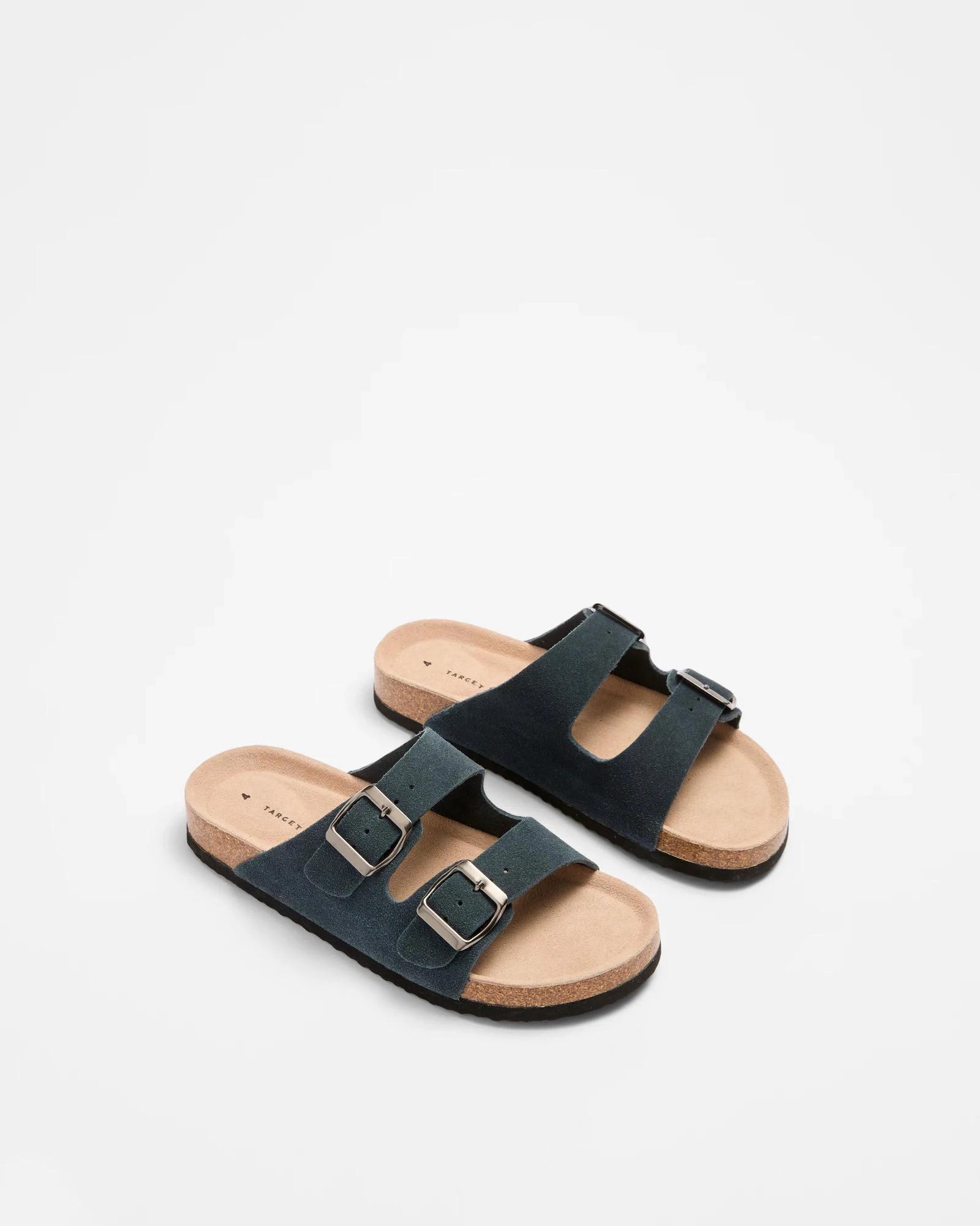 2 Target Boys Youth Leather Moulded Cork Sandals NAVY SUEDE, 2 of 2