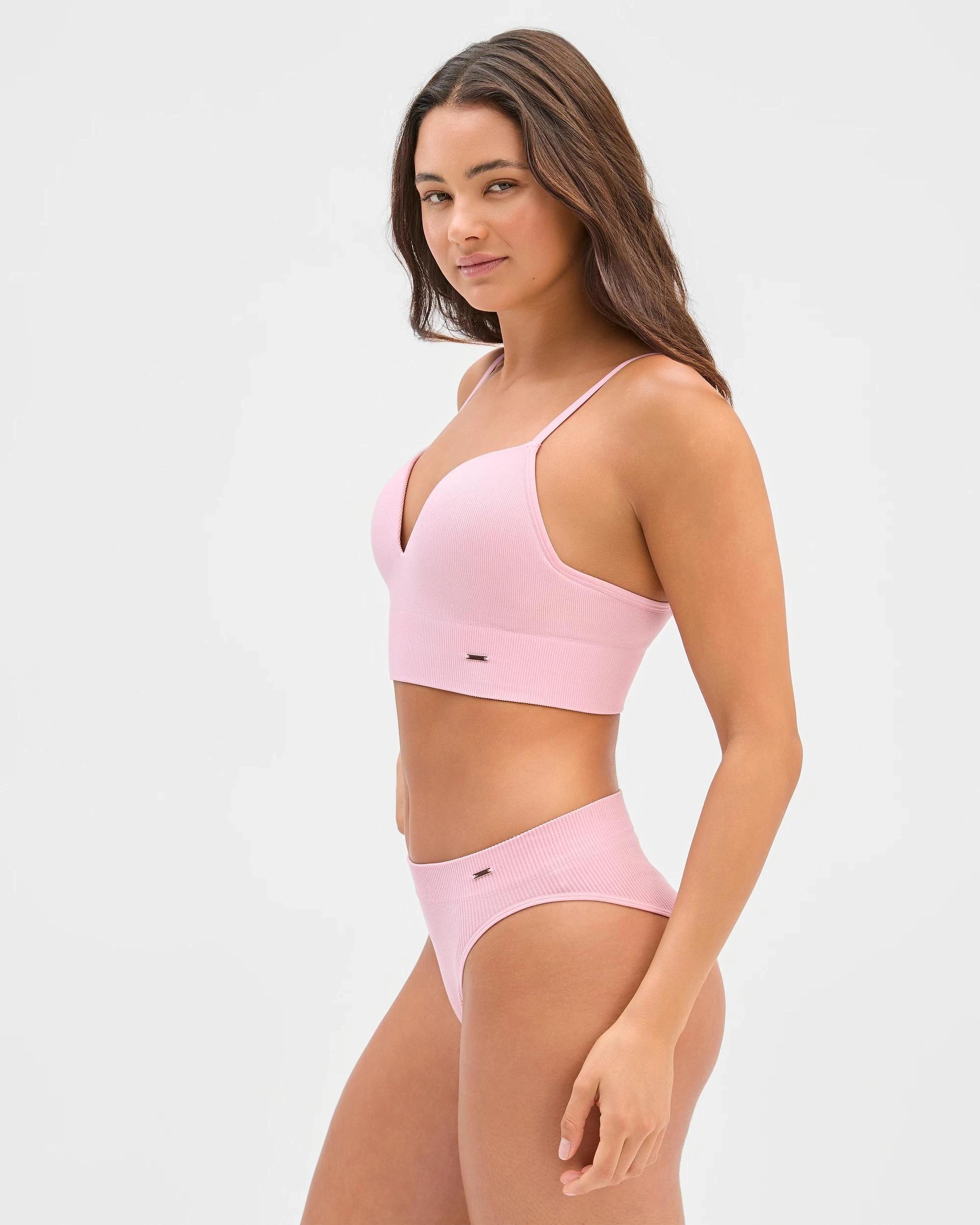 3 Lily Loves Ribbed Seamfree Push Up Crop CAMEO PINK, 3 of 5