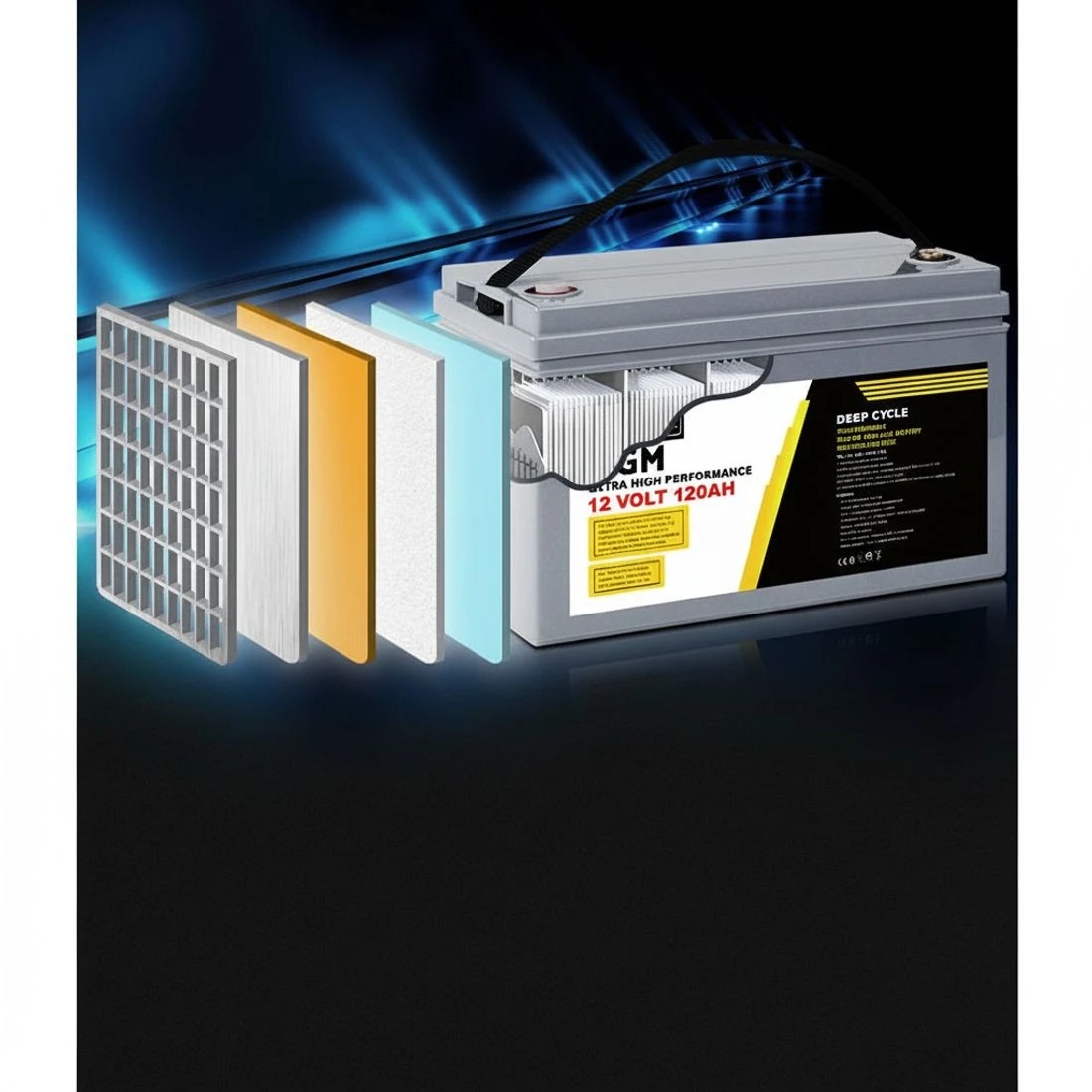 5 Giantz AGM Deep Cycle Battery 12V 120Ah x2 Box Portable Solar Caravan Camping - Grey, 5 of 7