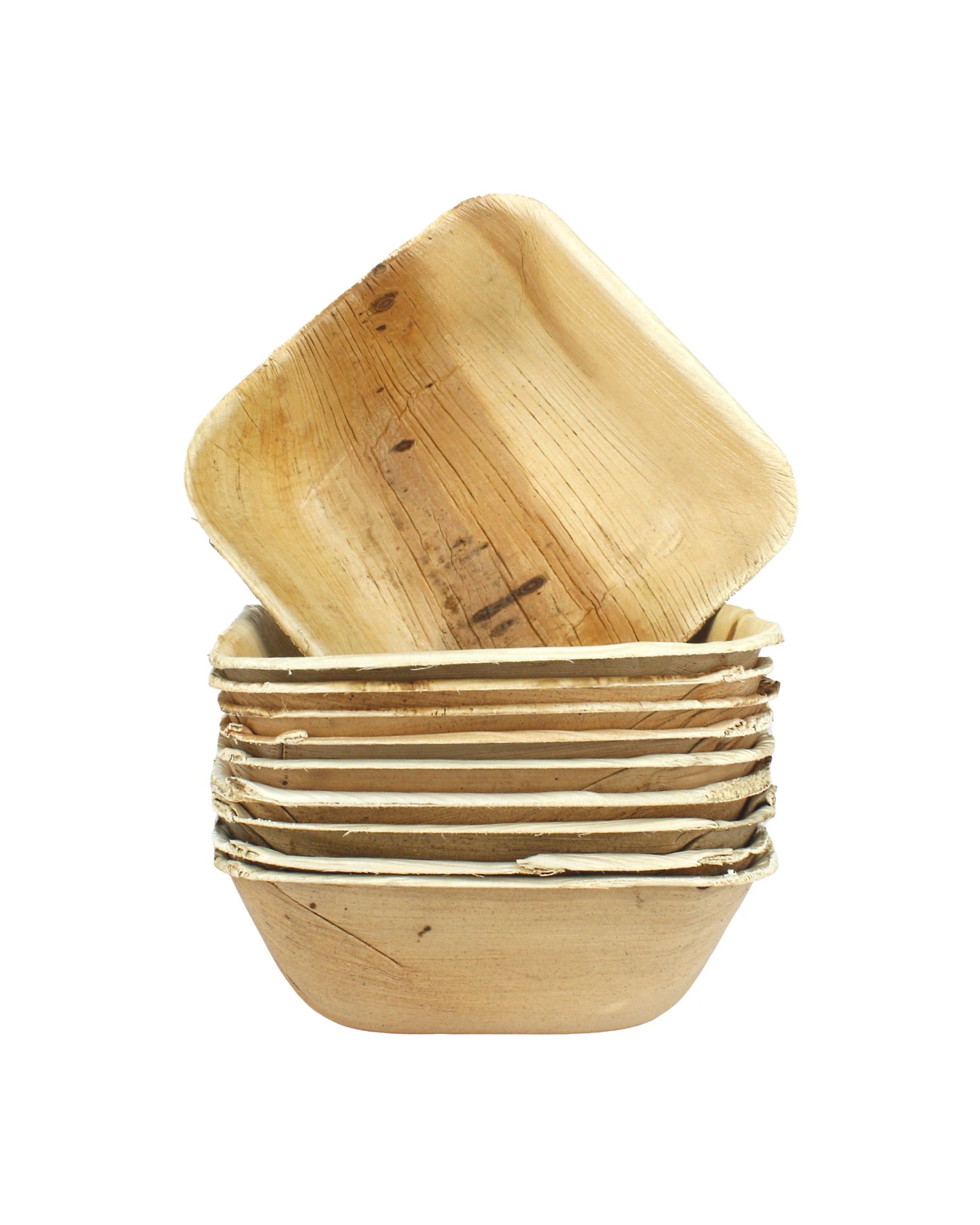 1 Alpen Palm Leaf Square Bowls Pack of 10 - Natural, 1 of 2