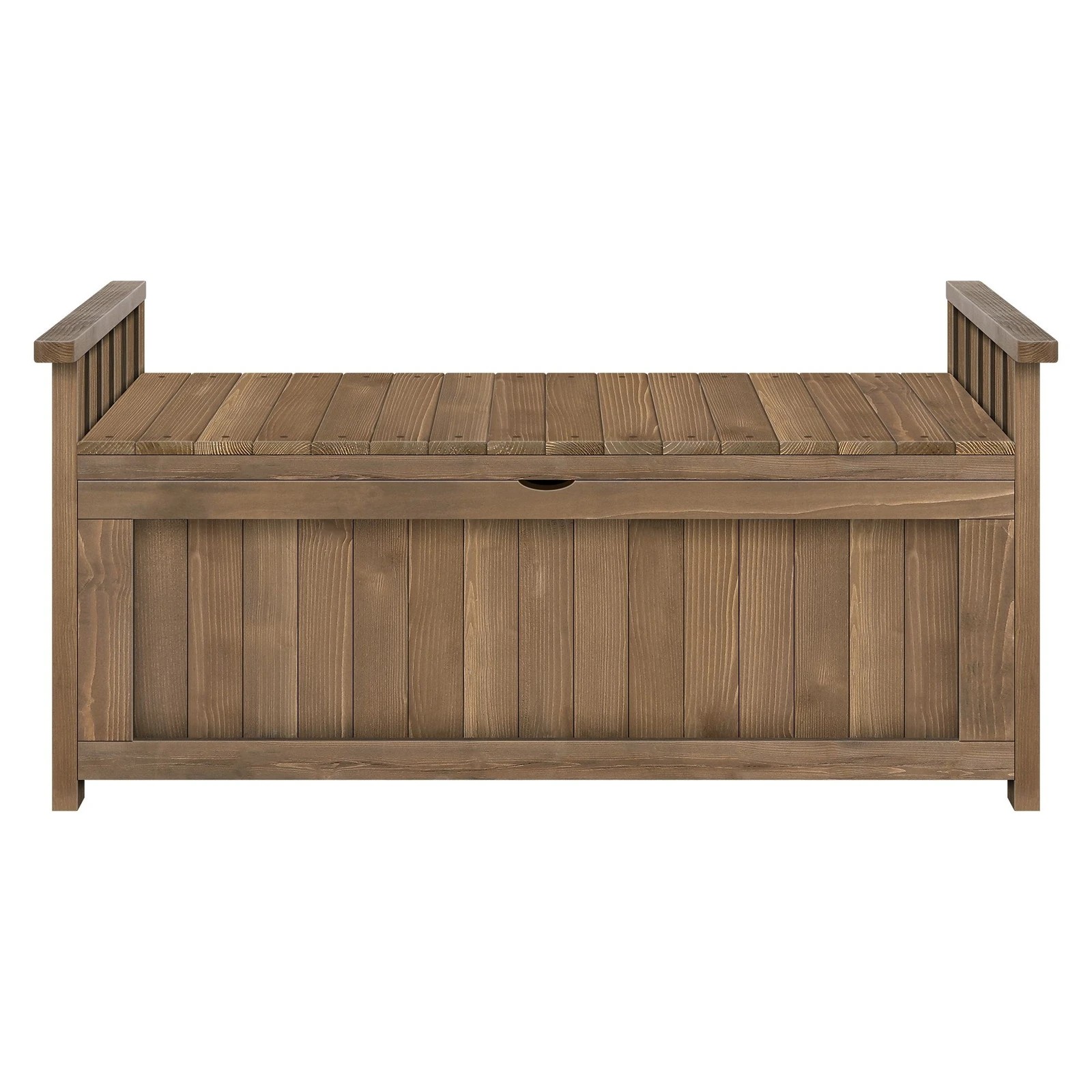 2 Alfordson Outdoor Storage Box Garden Bench Wooden Ottoman Patio Furniture - Brown, 2 of 9