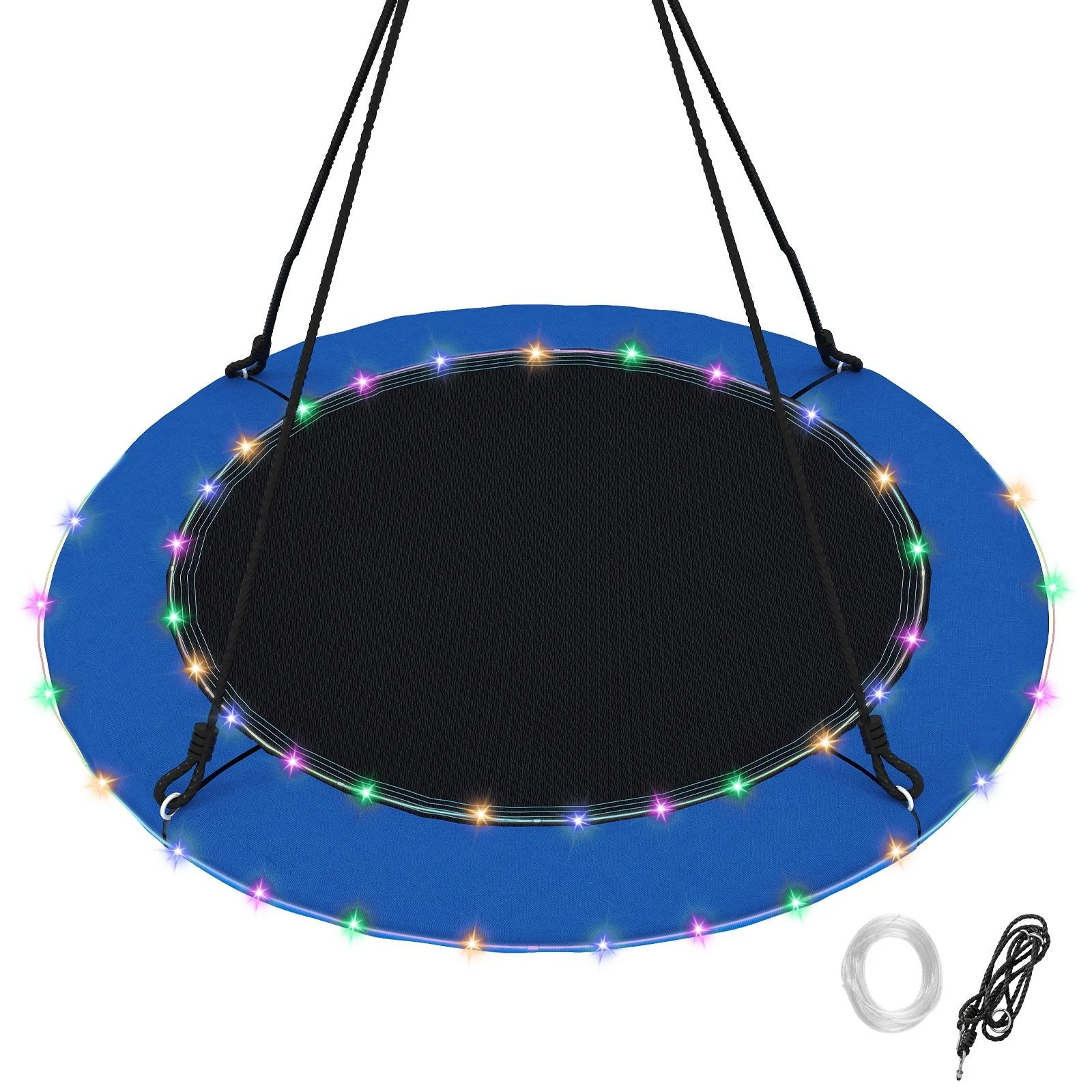 1 Costway 100CM LED Saucer Swing All-weather Outdoor Tree Swing - Multi, 1 of 1