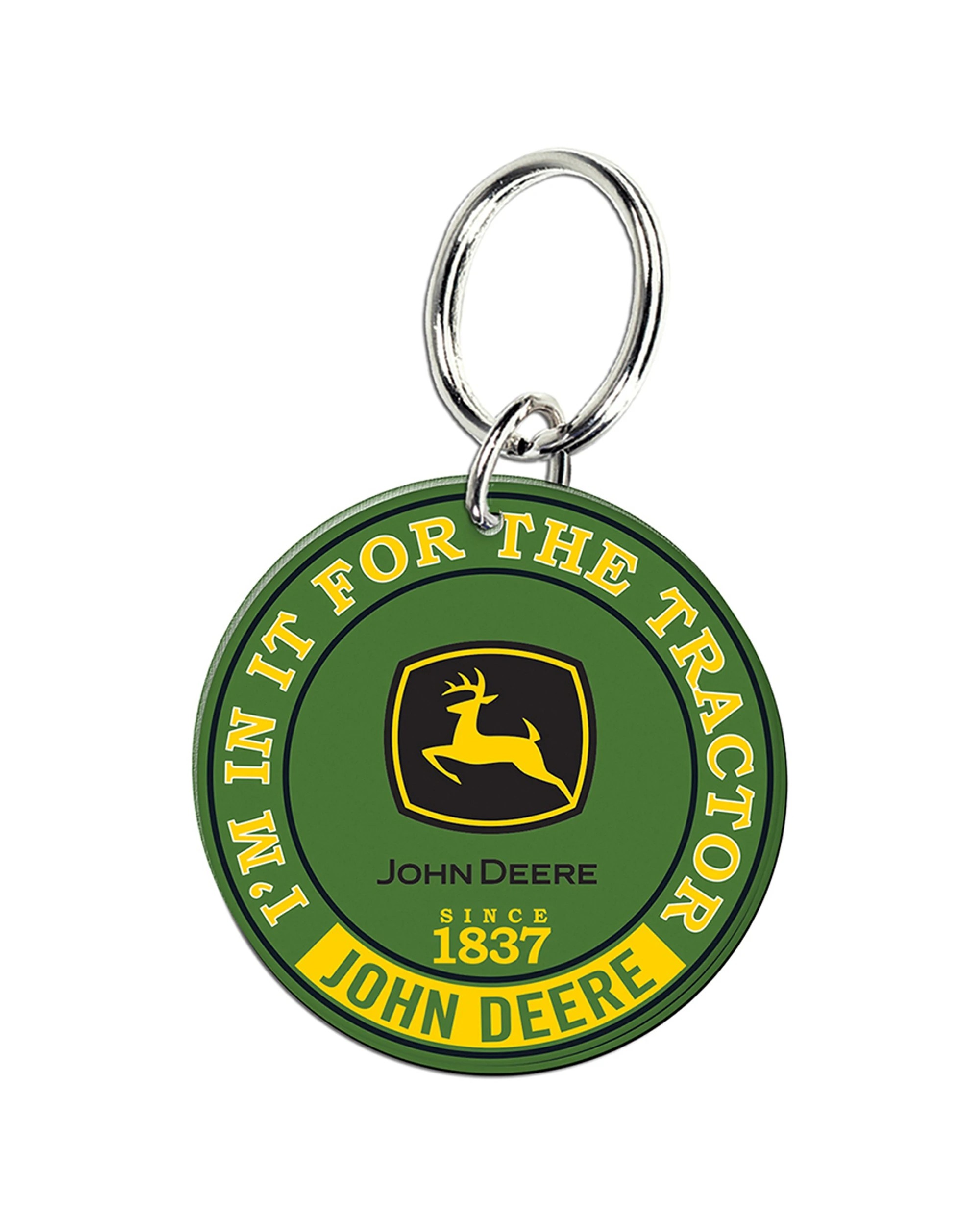 1 John Deere Custom Shape Key Ring Tractor Premium Acrylic Keyring - Green, 1 of 2