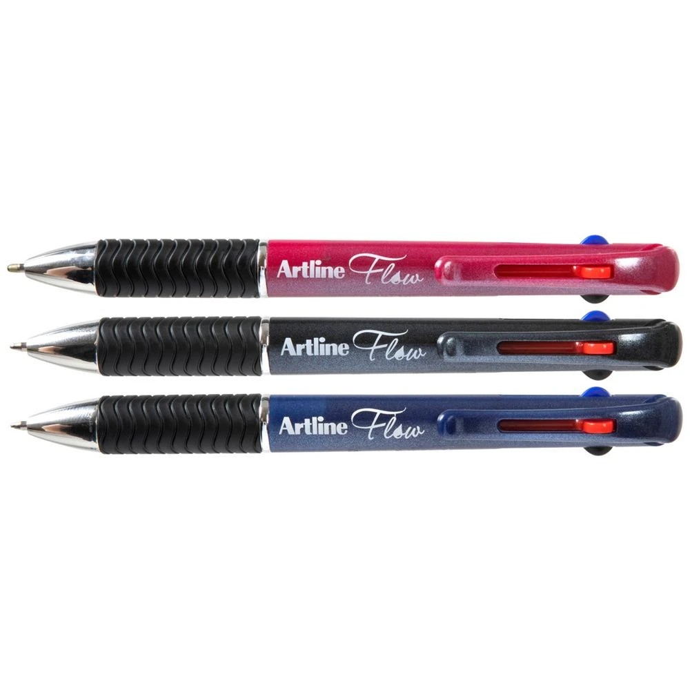2 Artline Flow Retractable Ballpoint Pens 4 Colours 3 Pack, 2 of 2