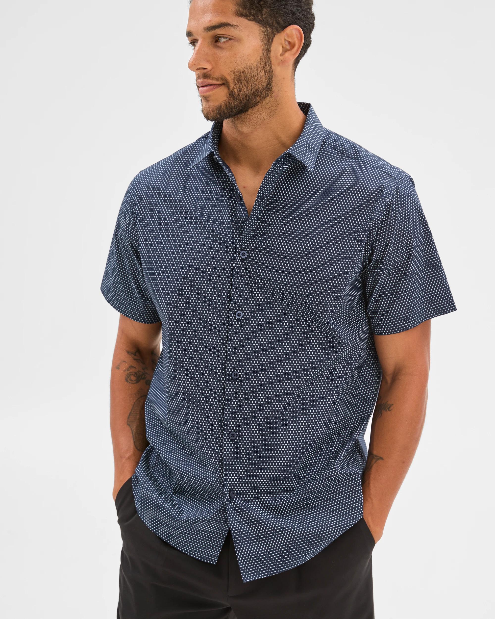 2 Australian Cotton Short Sleeve Shirt - Preview GEO NAVY, 2 of 5