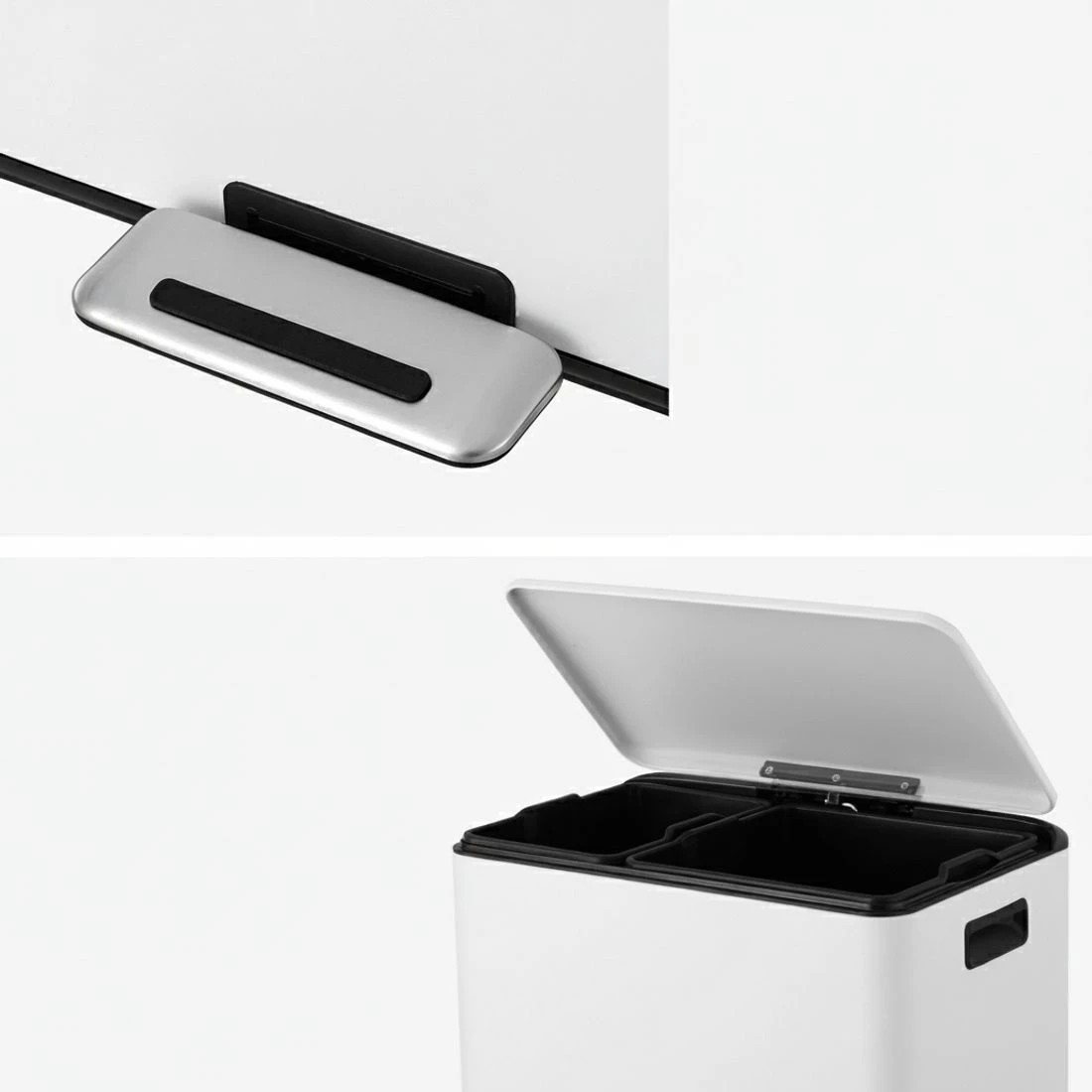 4 Cefito Pedal Bins Rubbish Bin Dual Compartment Waste Recycle Dustbins 40L - White, 4 of 4