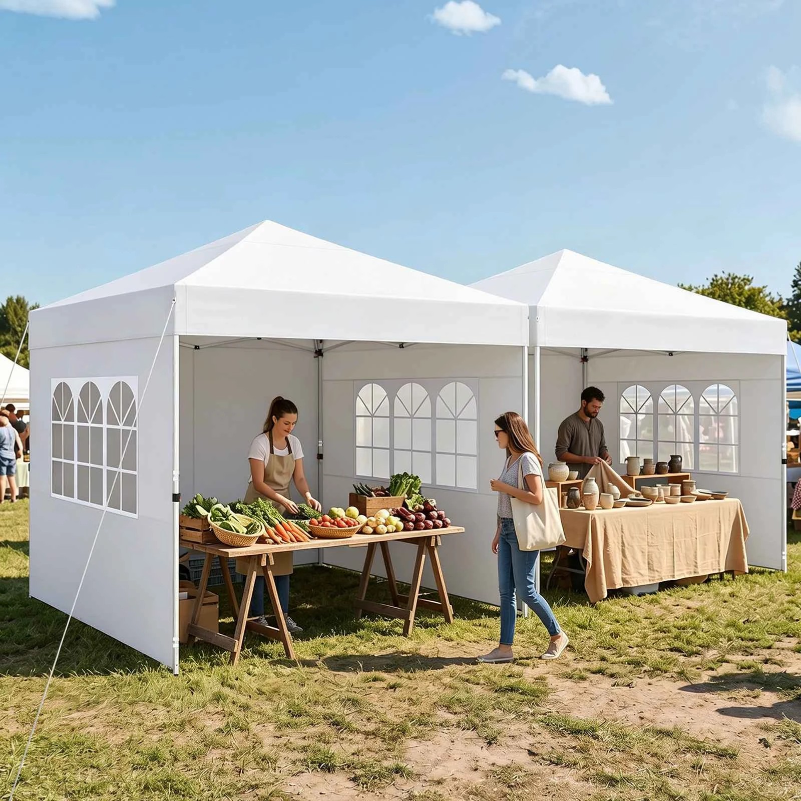 3 Costway 3x3M Pop Up Canopy Tent 4Sidewall Waterproof Shelter Adjustable Commercial Gazebo - White, 3 of 3