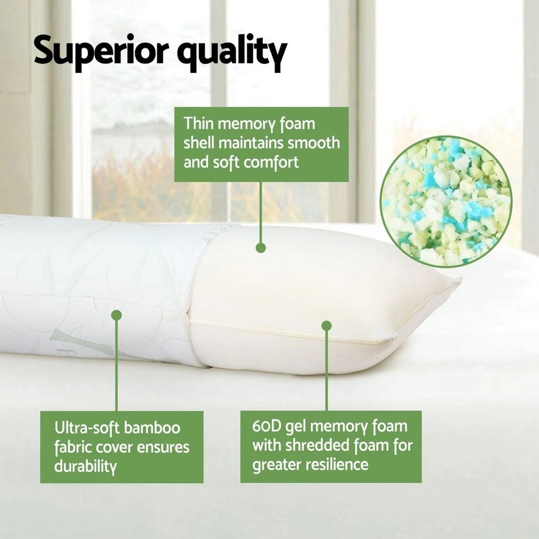 6 Giselle Bedding Body Support Pillow Bamboo Cover Durable Space Saving Modern Decor Easy Assembly Sturdy
 - white, 6 of 10