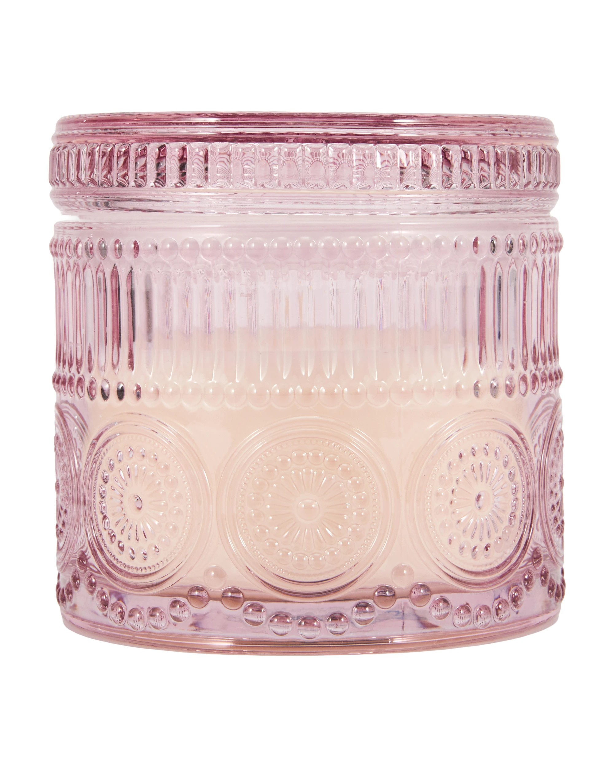 1 Pink Embossed Glass Candle, 1 of 5
