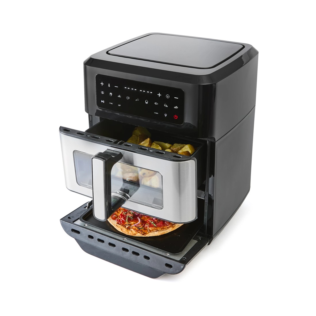 1 2-in-1 Air Fryer and Oven - Black and Silver Look, 1 of 10