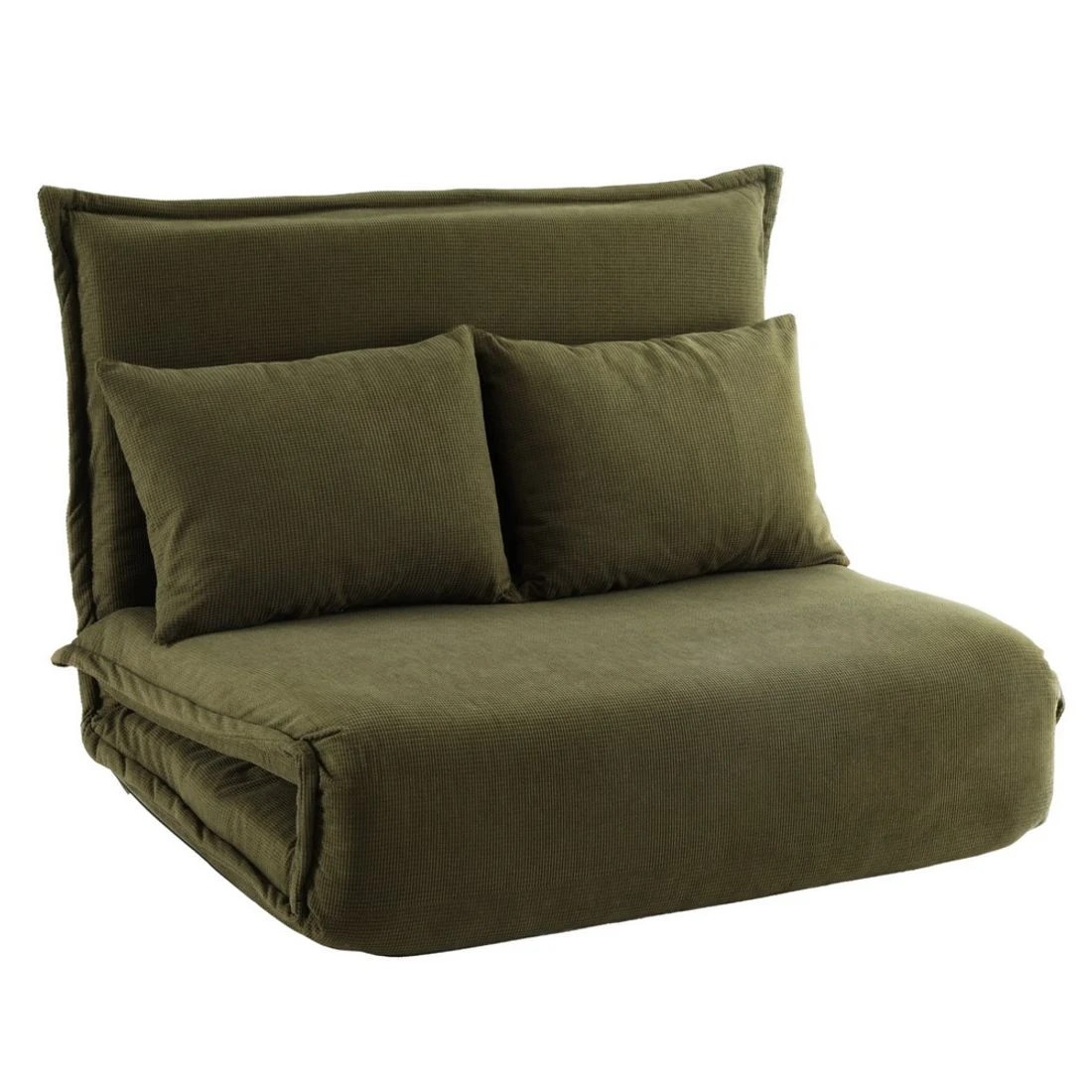 1 Artiss Floor Lounge Sofa Bed Foldable 2 Seater Green - Green, 1 of 8