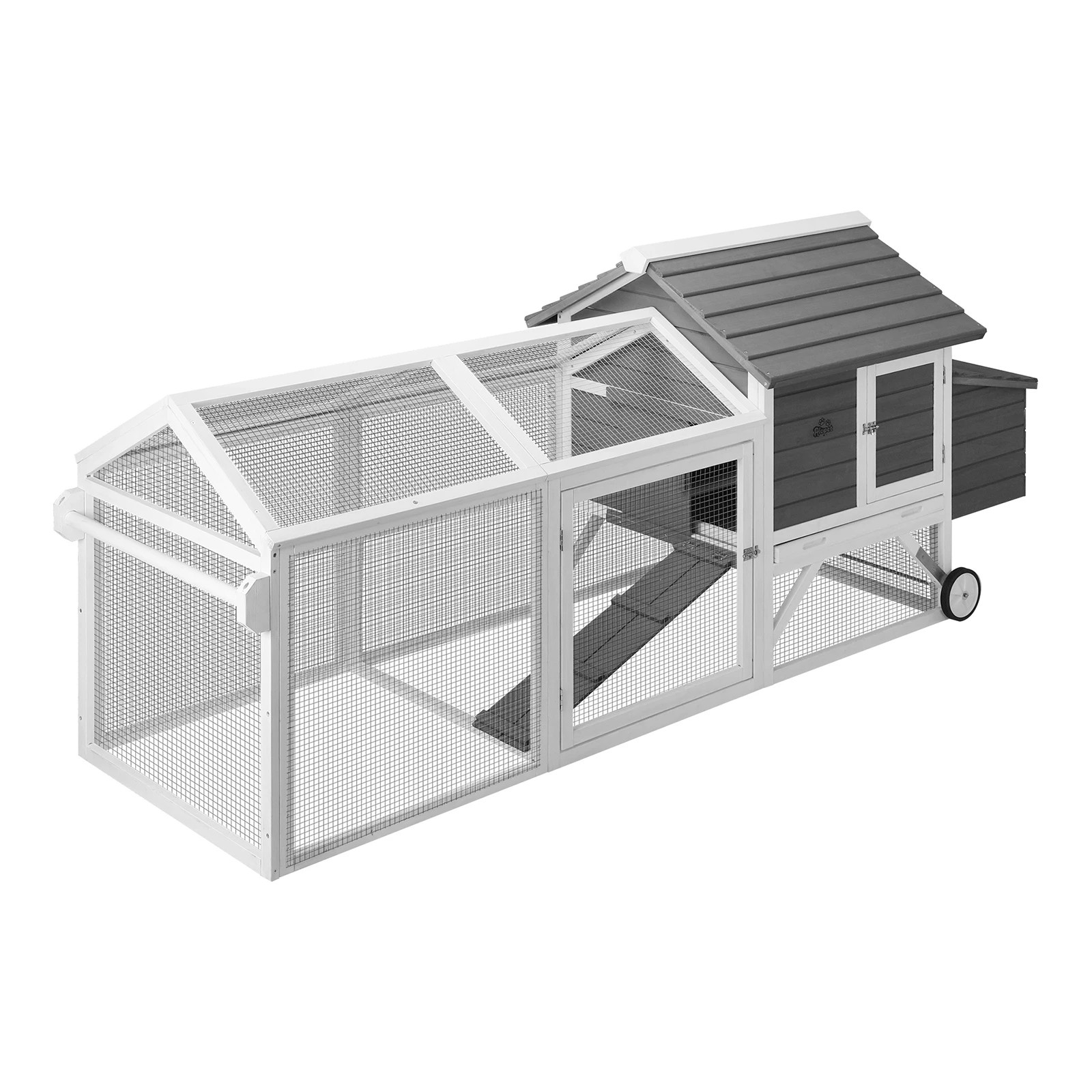4 Alopet Chicken Coop Rabbit Hutch Extra Large Wooden House Run Hatch Box w/Wheels - Grey, 4 of 10