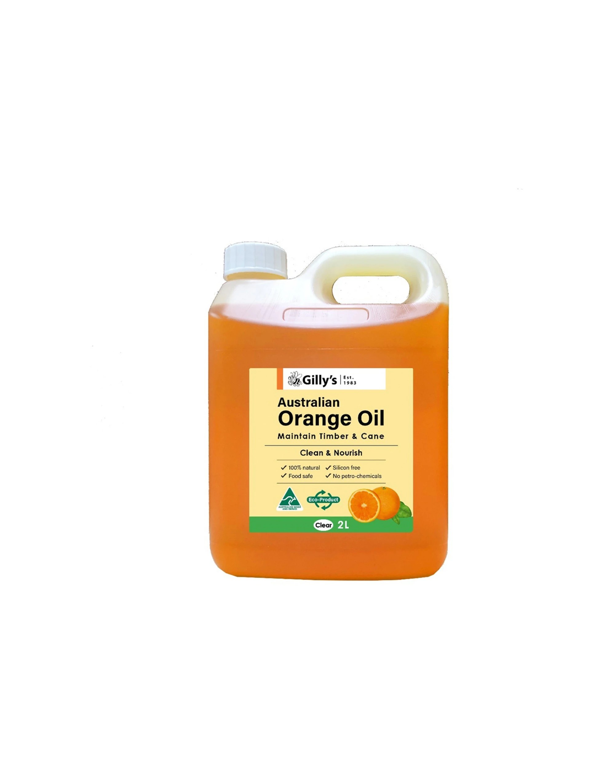 1 GILLYS Oil Maintenance Polish For Timber And Cane Food Safe Silicon Free Petro Chemical Free 2L - Orange, 1 of 1
