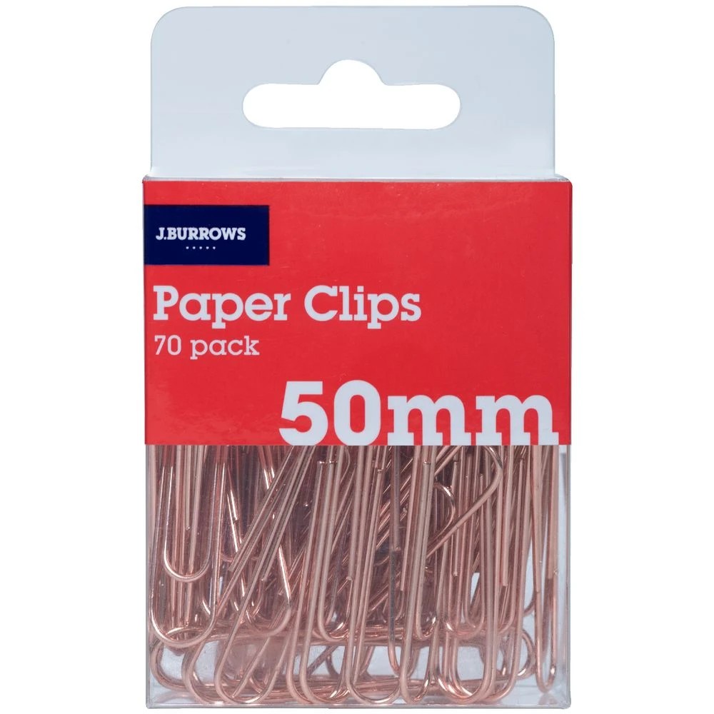 2 J.Burrows 50mm Paper Clips 70 Pack Rose Gold, 2 of 3