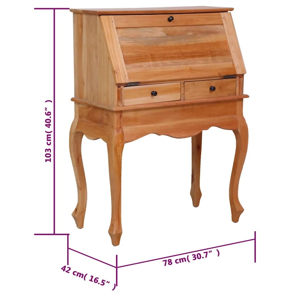 8 Vidaxl Desk Wooden Desk - Brown, 8 of 8