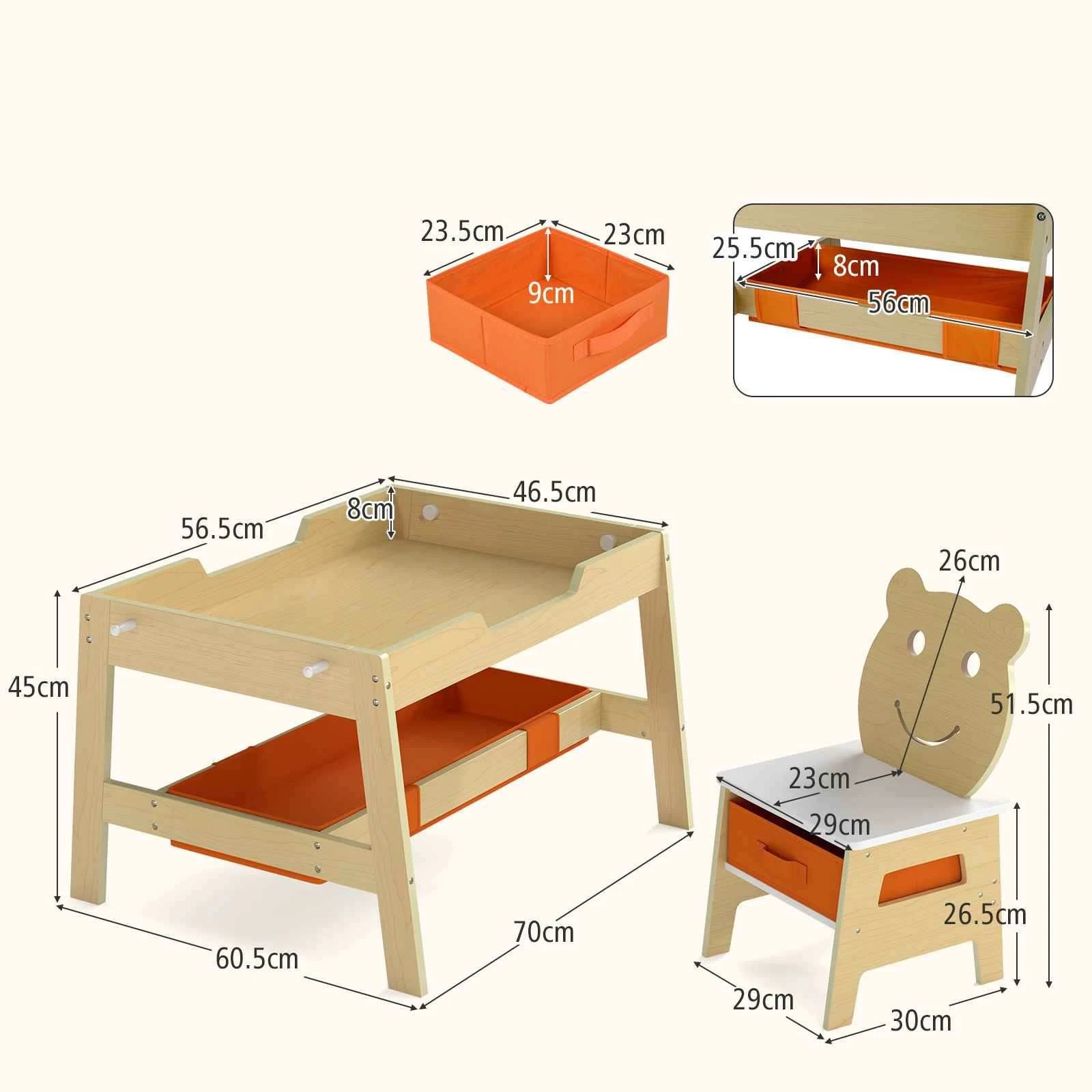 2 Costway Table & 2 Chairs Set Wooden Activity Furniture Double-sided Chalkboard Whiteboard - Natural, 2 of 3