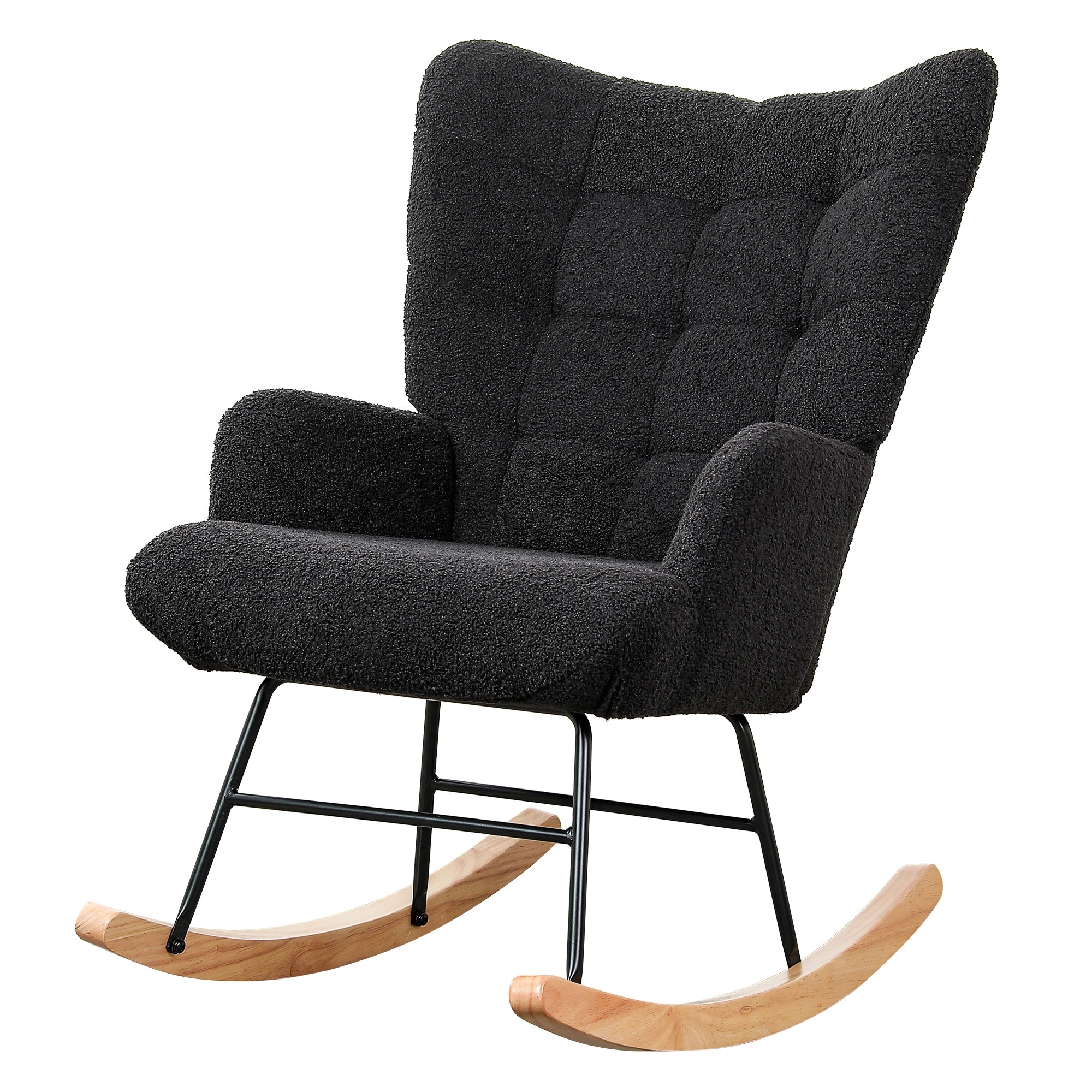 1 Levede Rocking Chair Nursery Rocker Accent Tub Boucle Armchair Lounge Fleece, 1 of 7