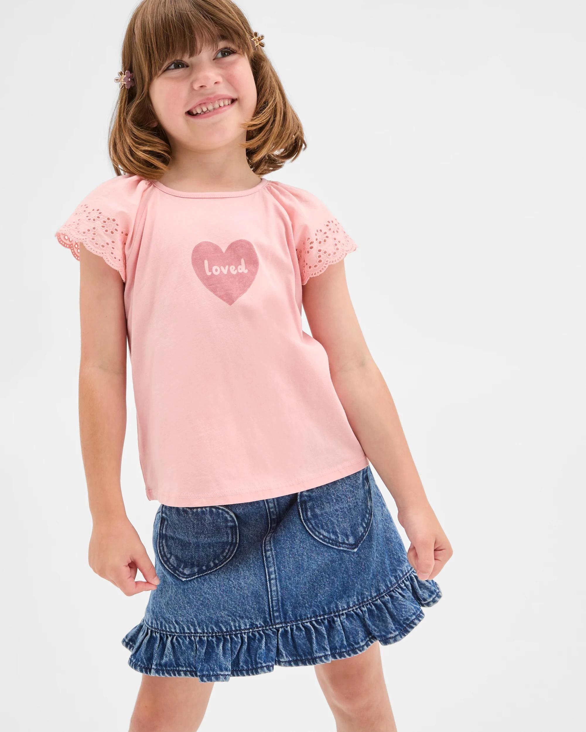 1 Target Australian Cotton Broderie T-Shirt PINK LOVE, 1 of 6
