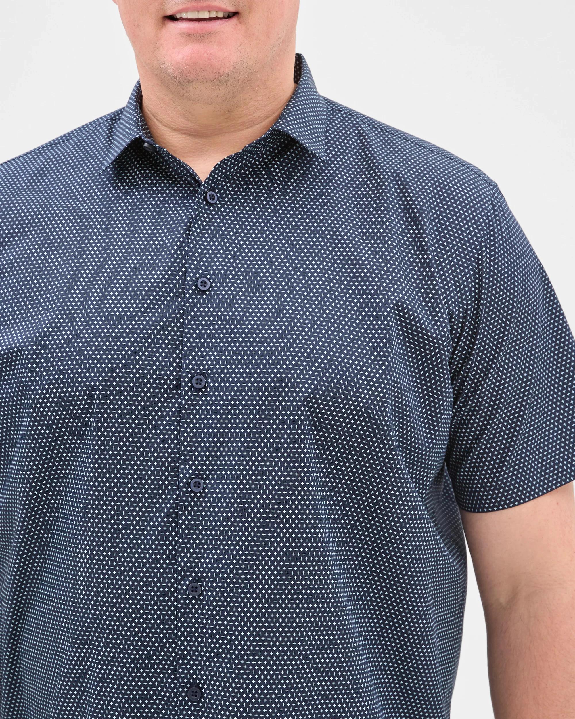 5 Target Plus Size Australian Cotton Business Shirt NAVY MINI GEO, 5 of 6
