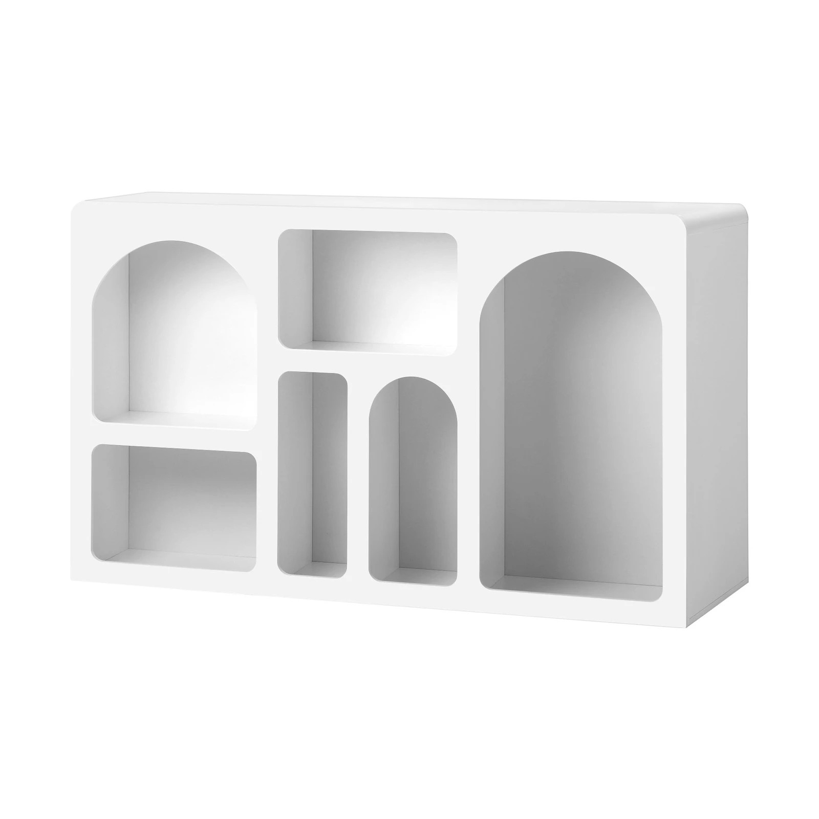 1 Oikiture Display Shelf Storage Stand Shelves Unit Bookcase Bookshelf Rack
 - White, 1 of 9