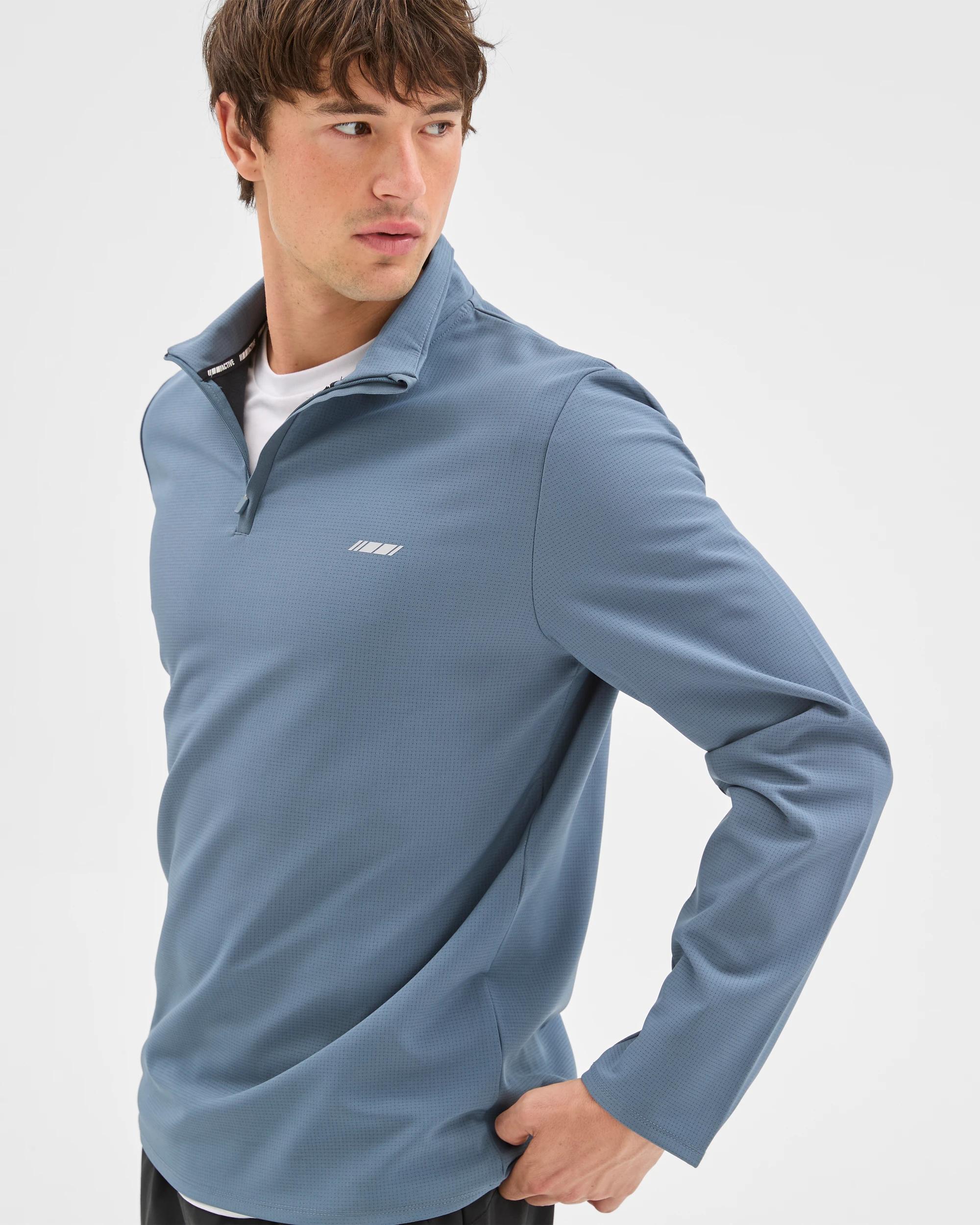 4 Target Active Active Bonded Quarter Zip Jumper STEEL BLUE, 4 of 6