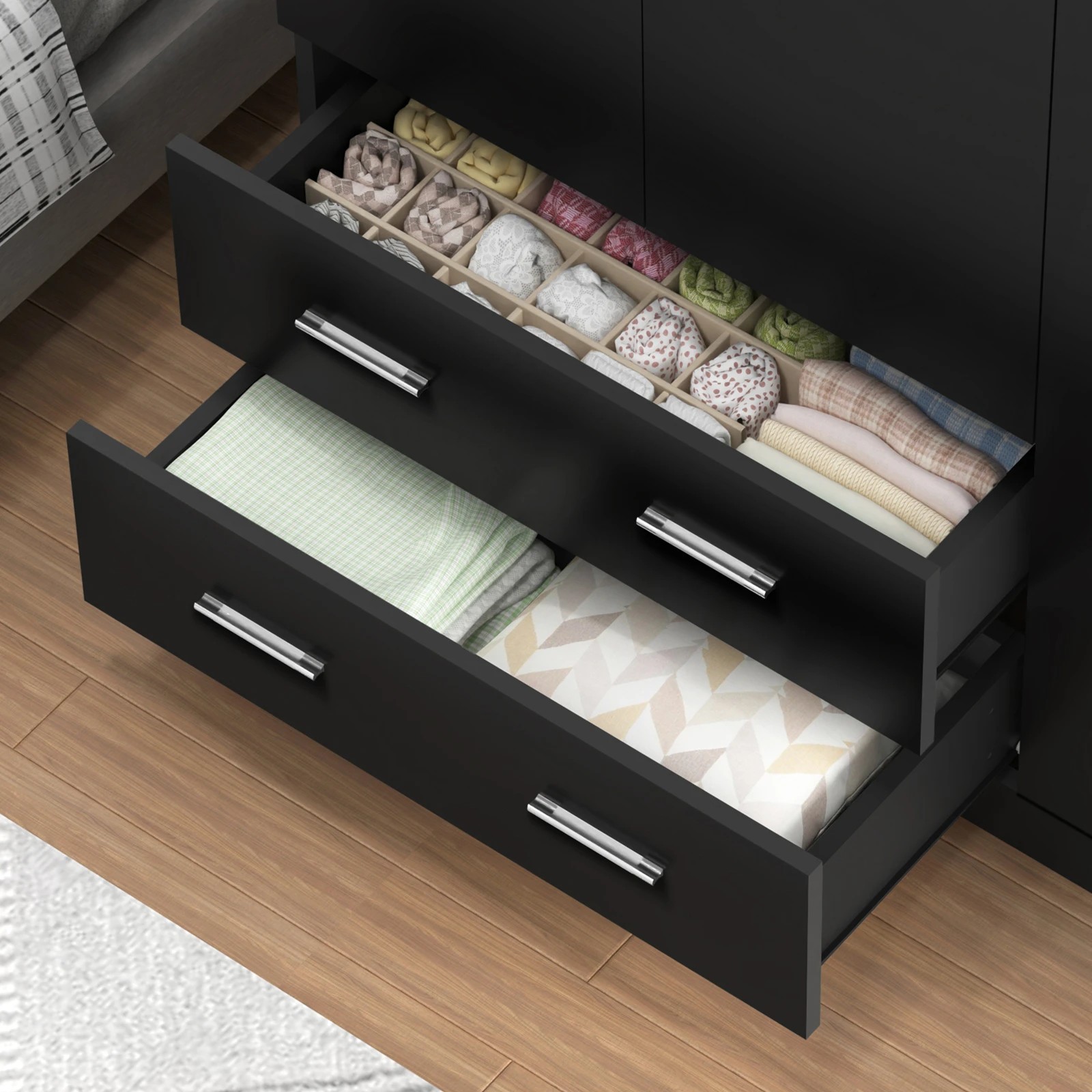 5 Alfordson Wardrobe Clothes Closet Storage Cabinet Organizer Drawer Shelf - Black, 5 of 10