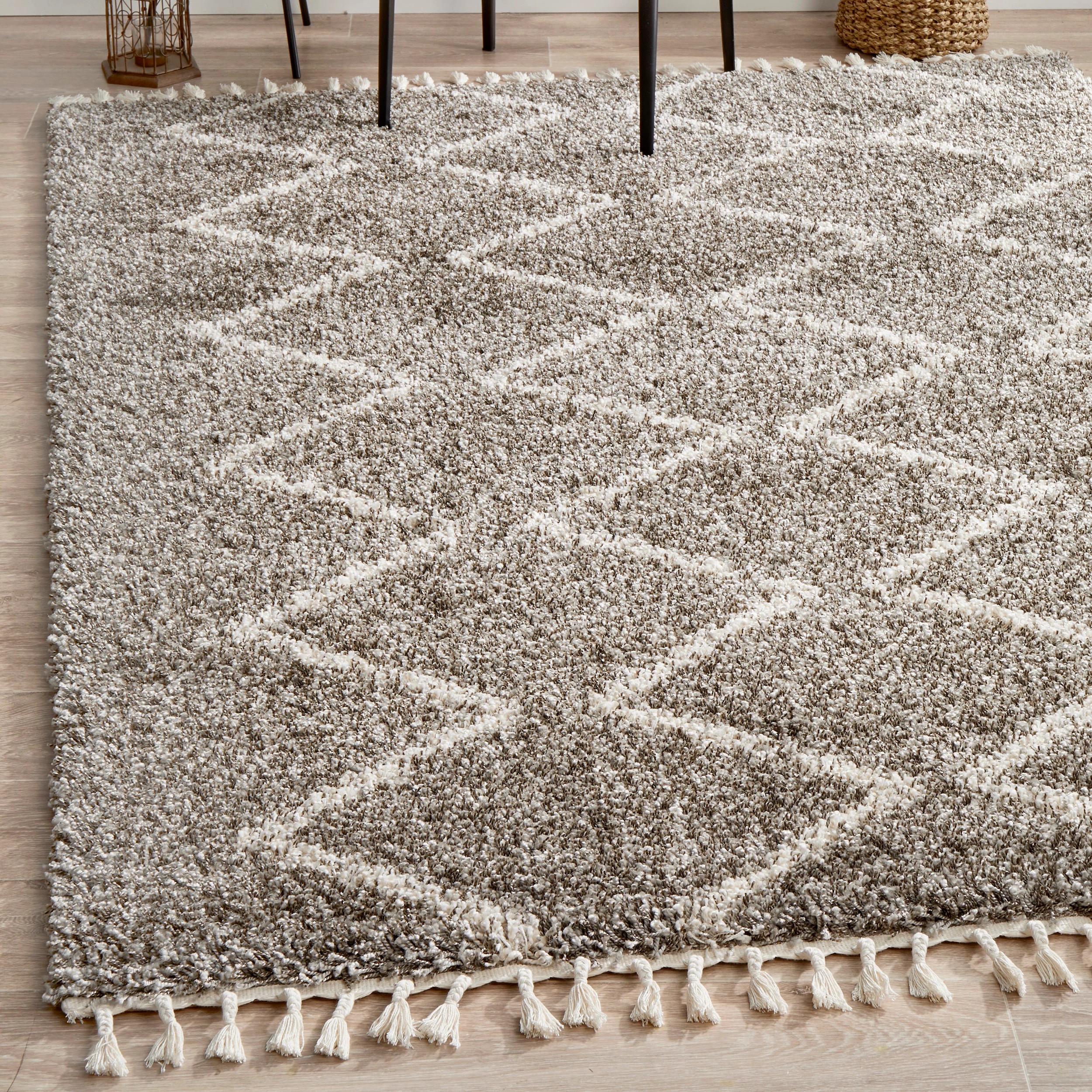1 Common Ground Rugs Amber 11 170x120cm - Small Shag Rug - Silver, 1 of 6
