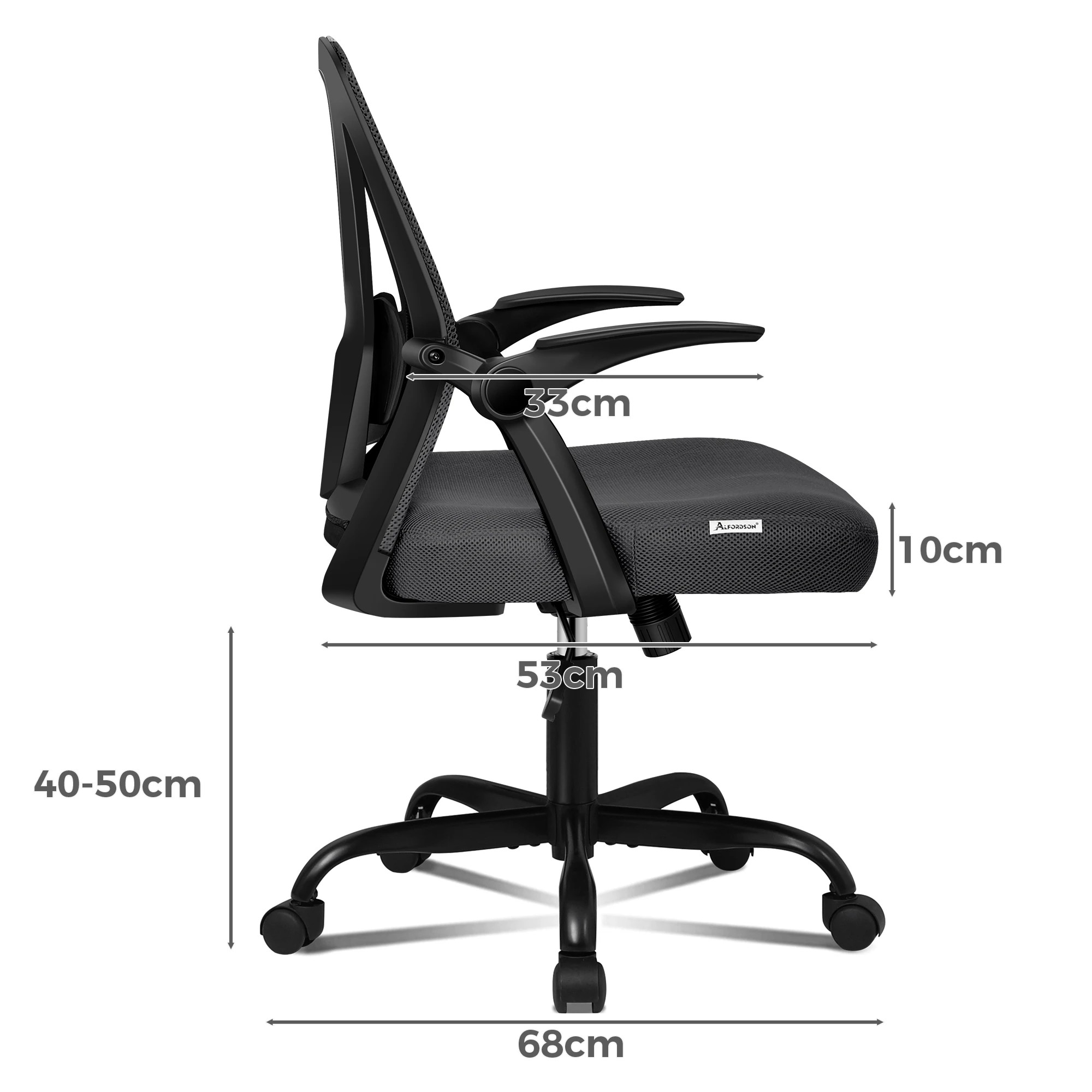 10 Alfordson Mesh Office Chair Executive Fabric Tilt Seat Gaming Computer - Grey, 10 of 10